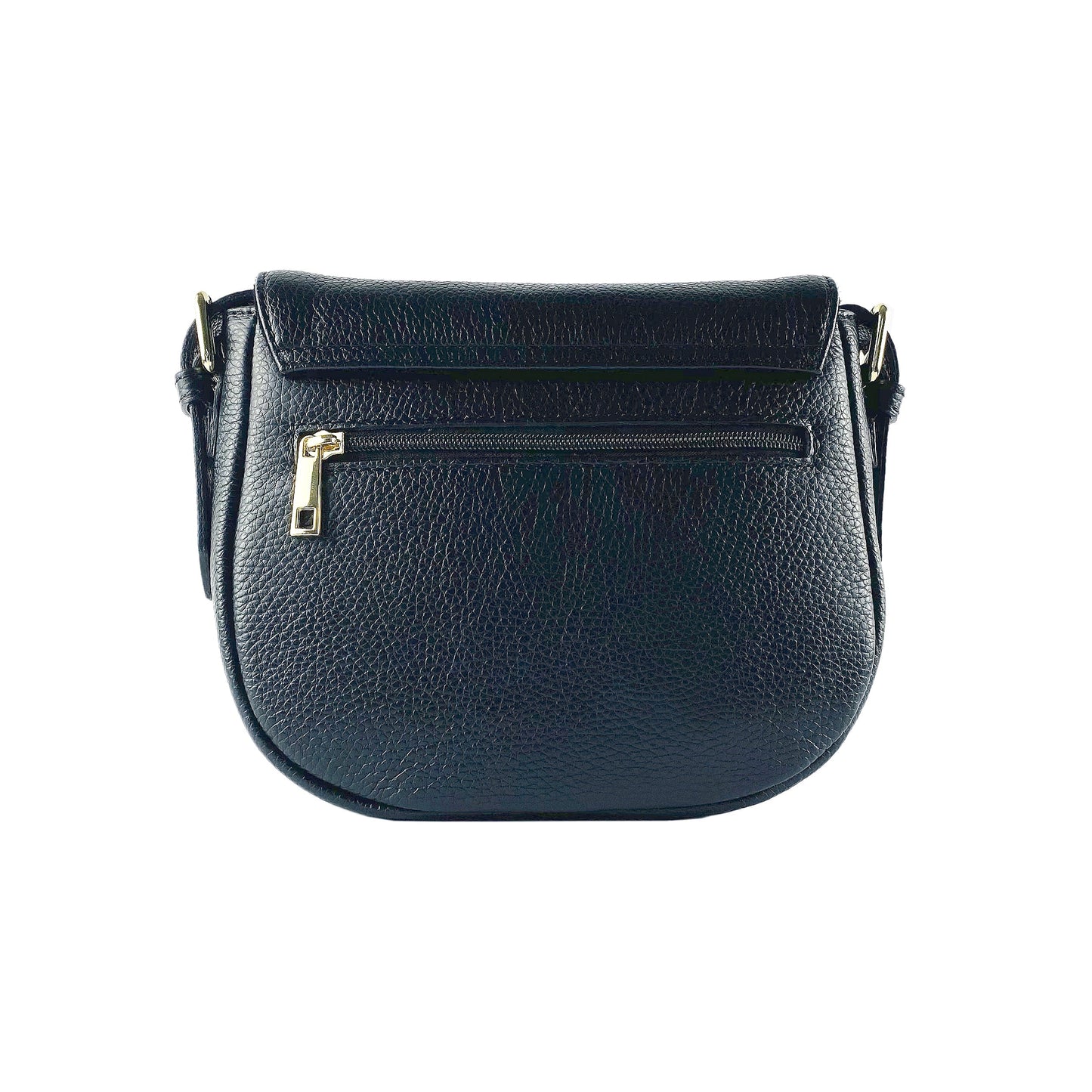 Black Leather Crossbody Bag, Made in Italy