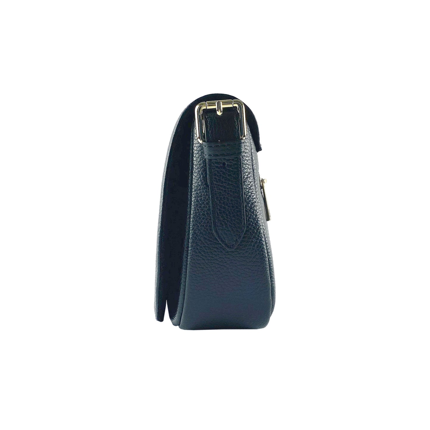 Black Leather Crossbody Bag, Made in Italy