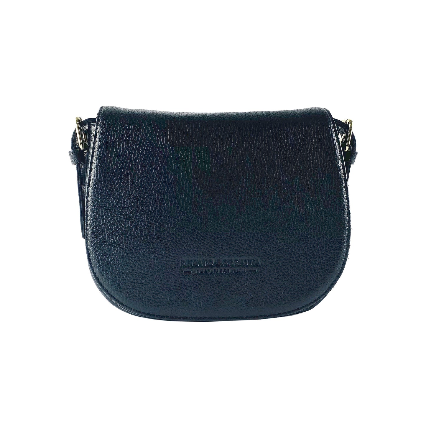 Black Leather Crossbody Bag, Made in Italy