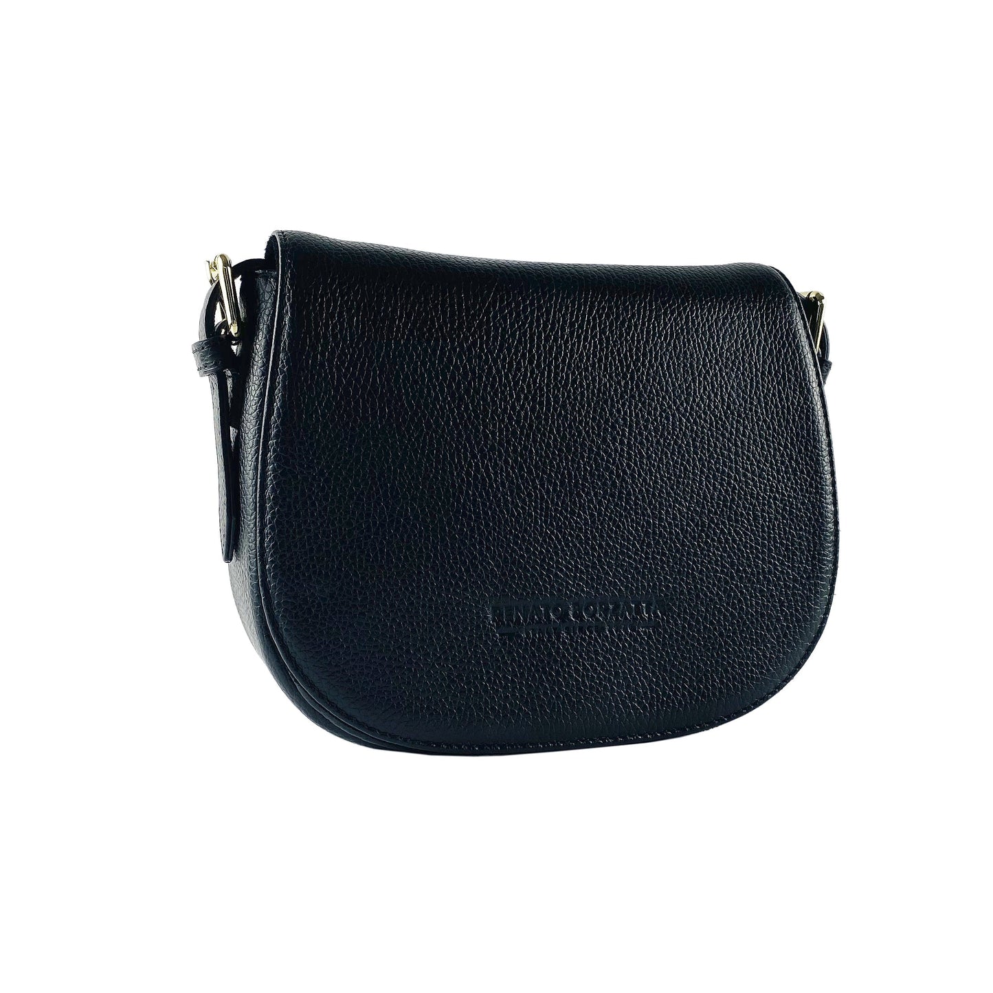 Black Leather Crossbody Bag, Made in Italy