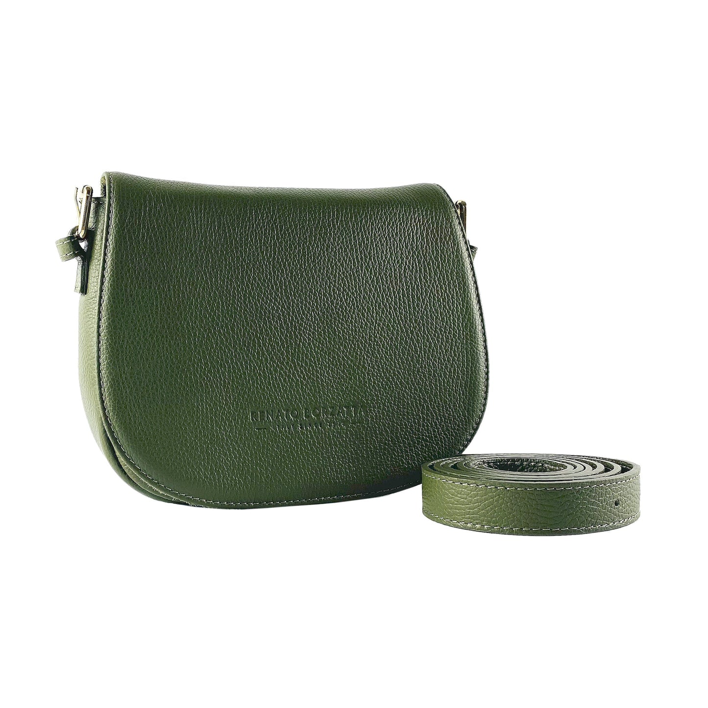 Green Leather Crossbody Bag, Made in Italy