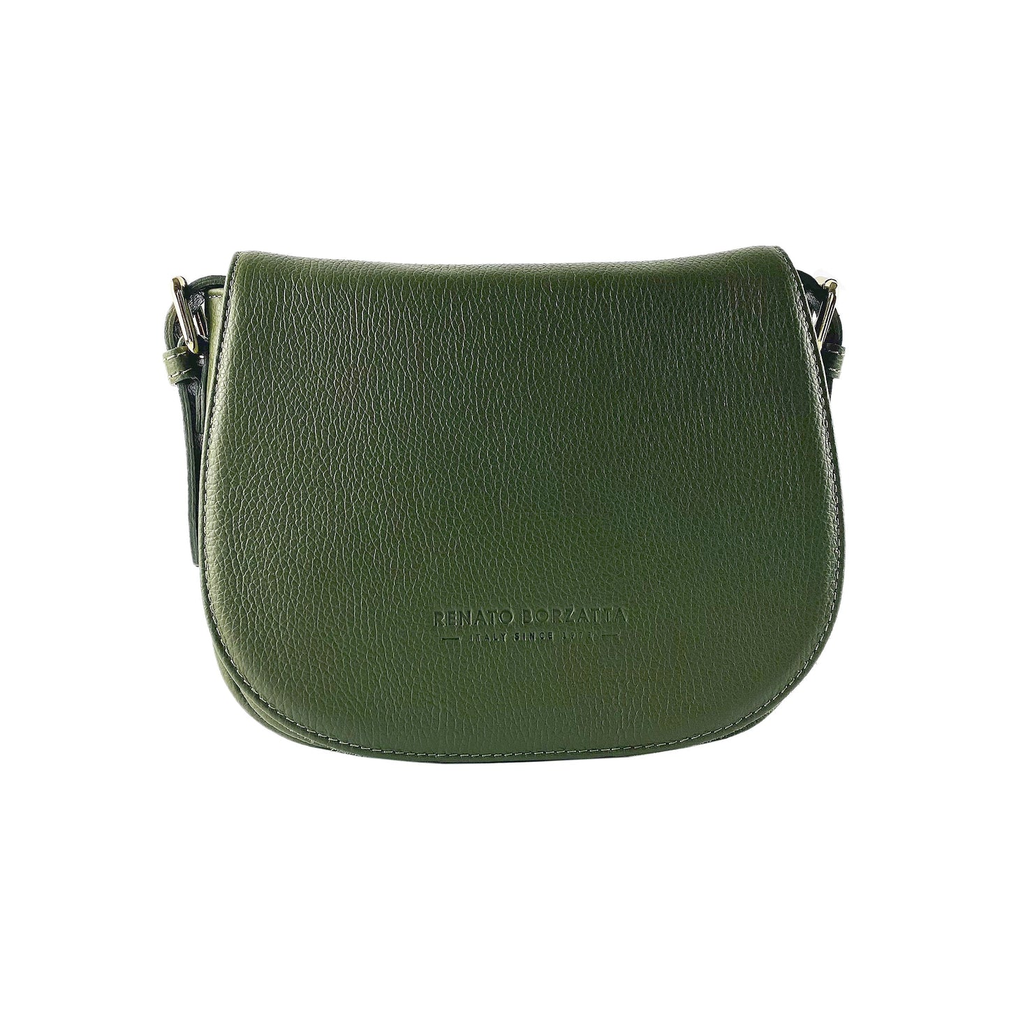 Green Leather Crossbody Bag, Made in Italy