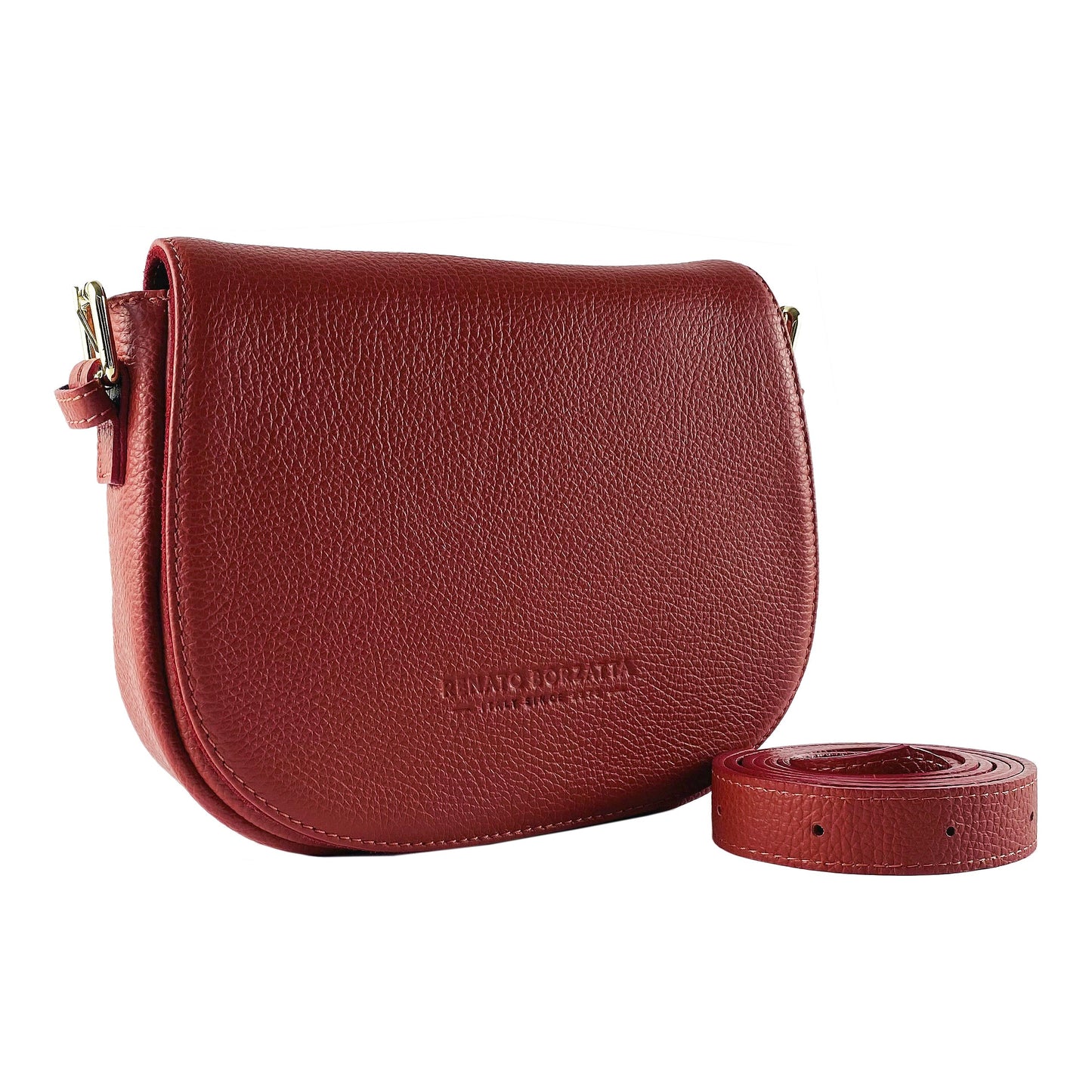 Red Leather Crossbody Bag, Made in Italy