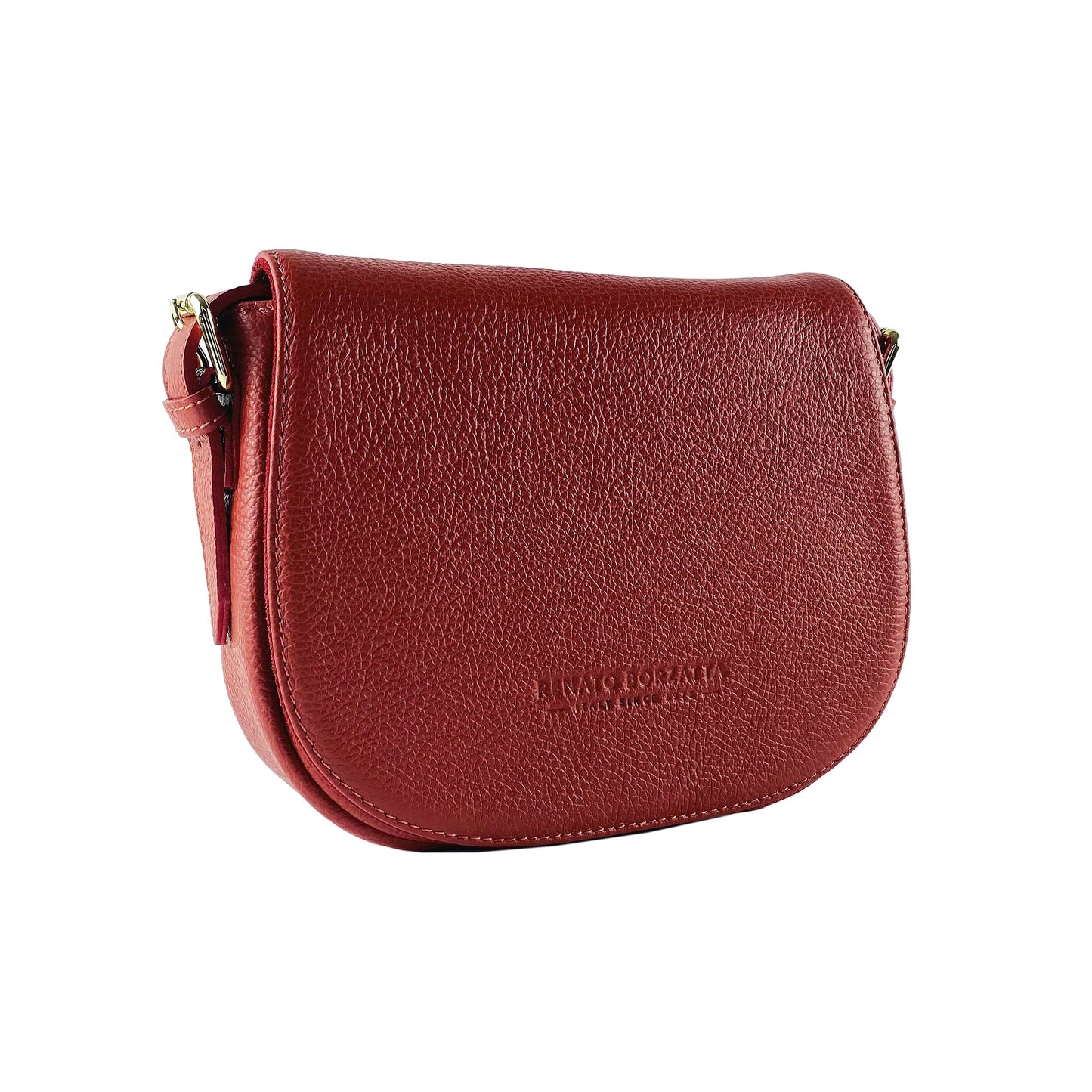 Red Leather Crossbody Bag, Made in Italy