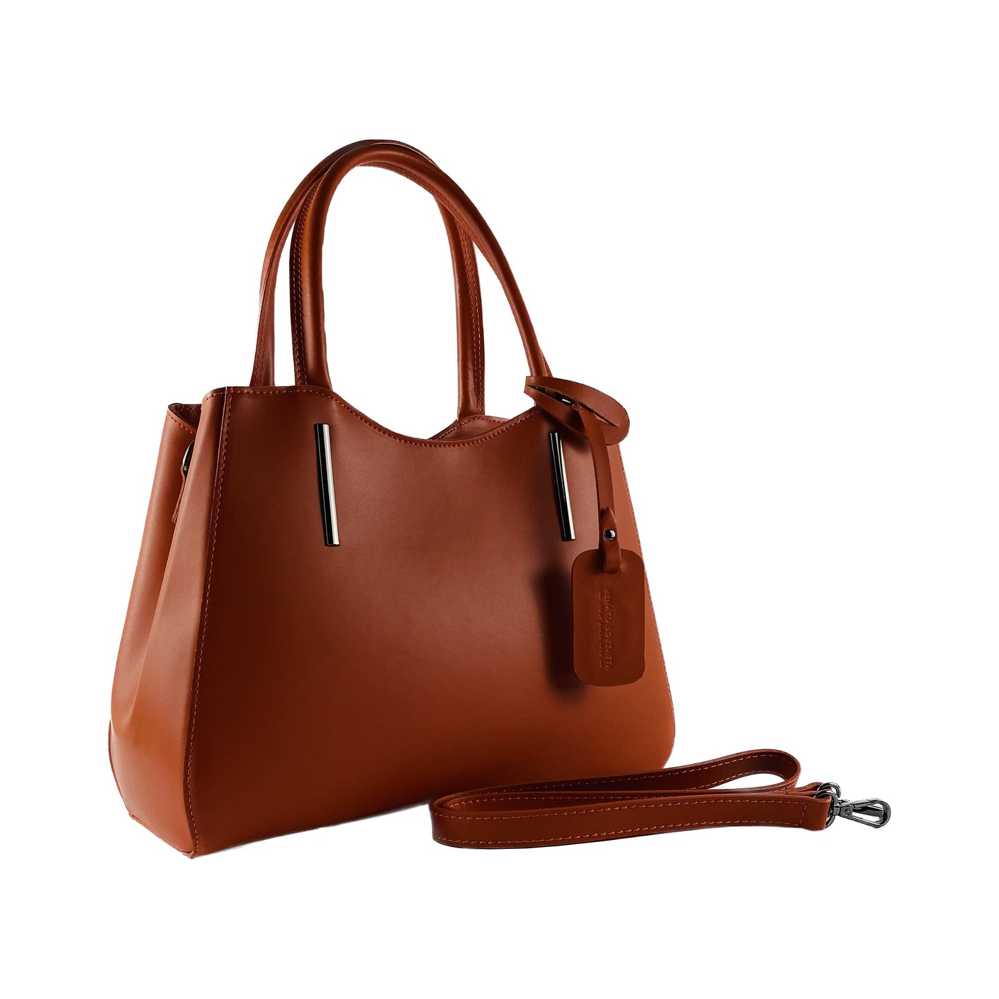 Paprika Leather Handbag, Made in Italy