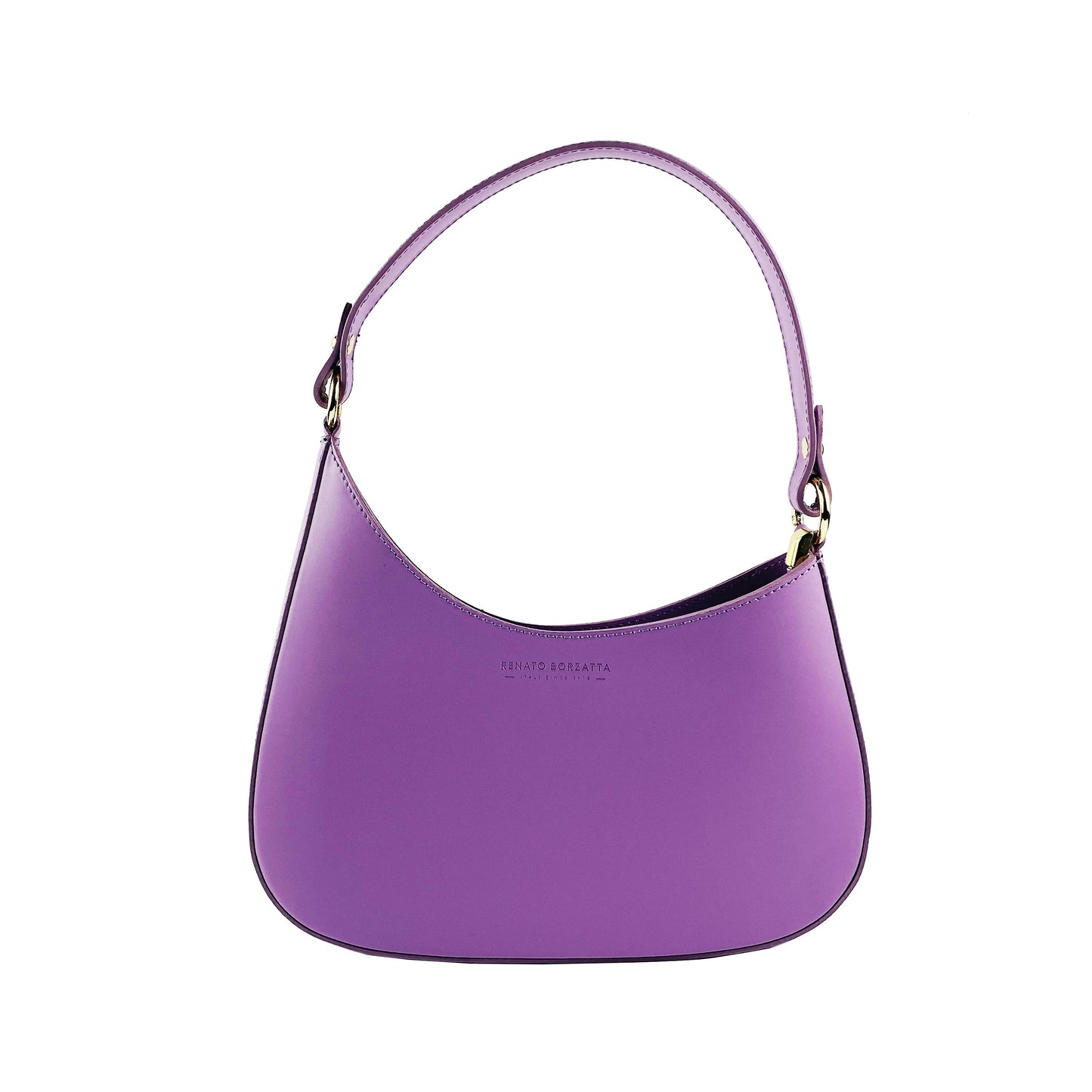 Lilac Leather Shoulder Bag with Removable Strap, Made in Italy