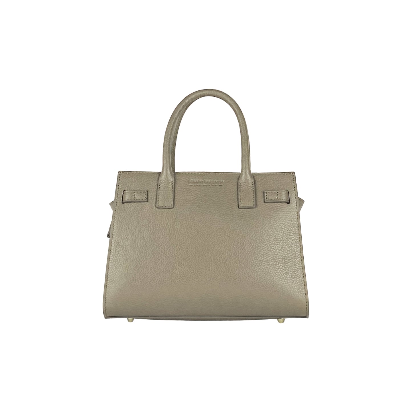 Taupe Leather Handbag with Removable Strap, Made in Italy