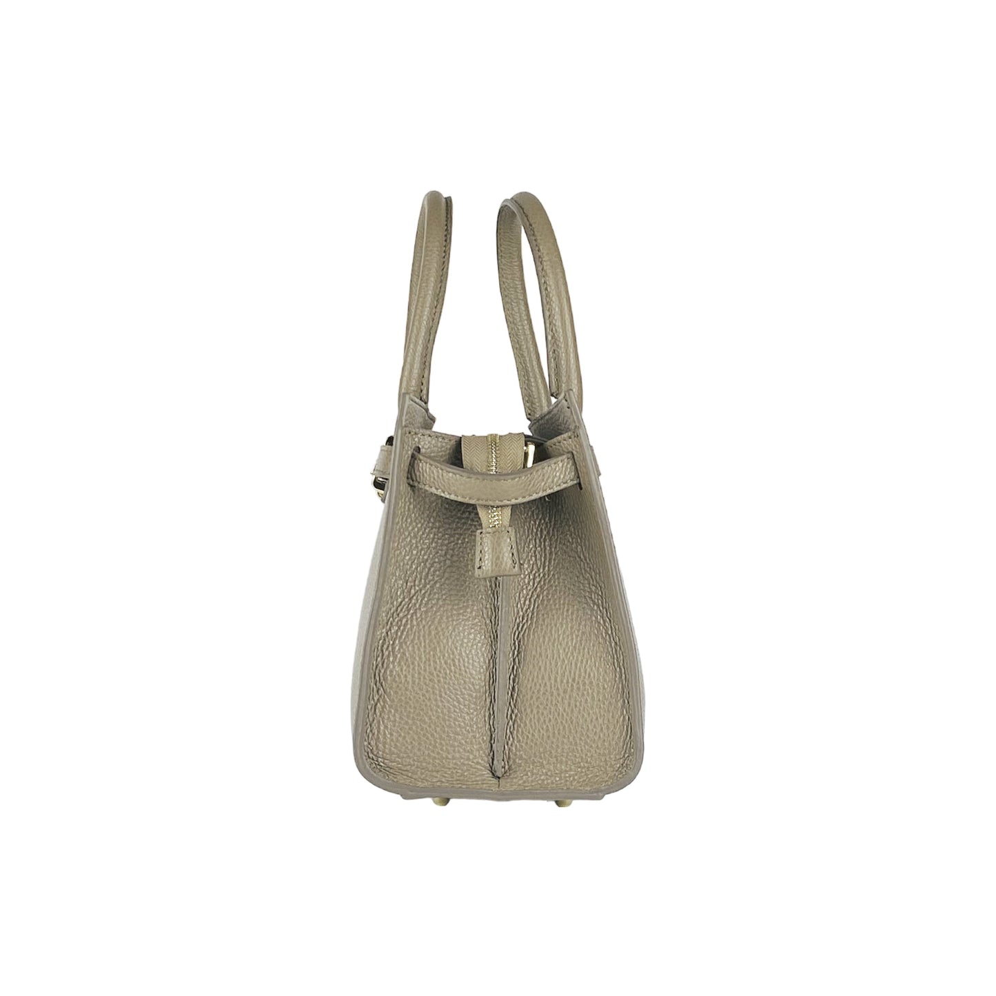 Taupe Leather Handbag with Removable Strap, Made in Italy