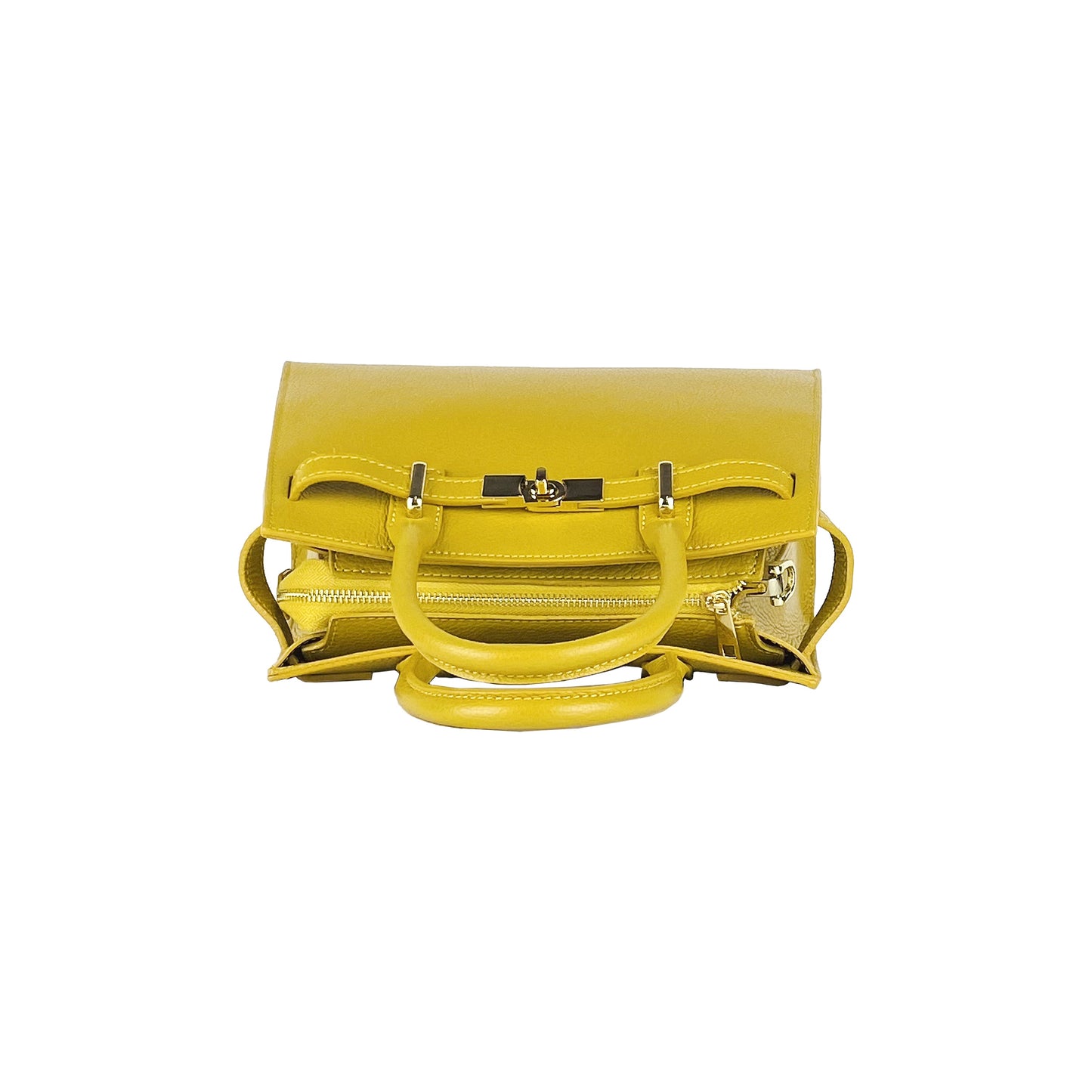 Mustard Leather Handbag, Made in Italy