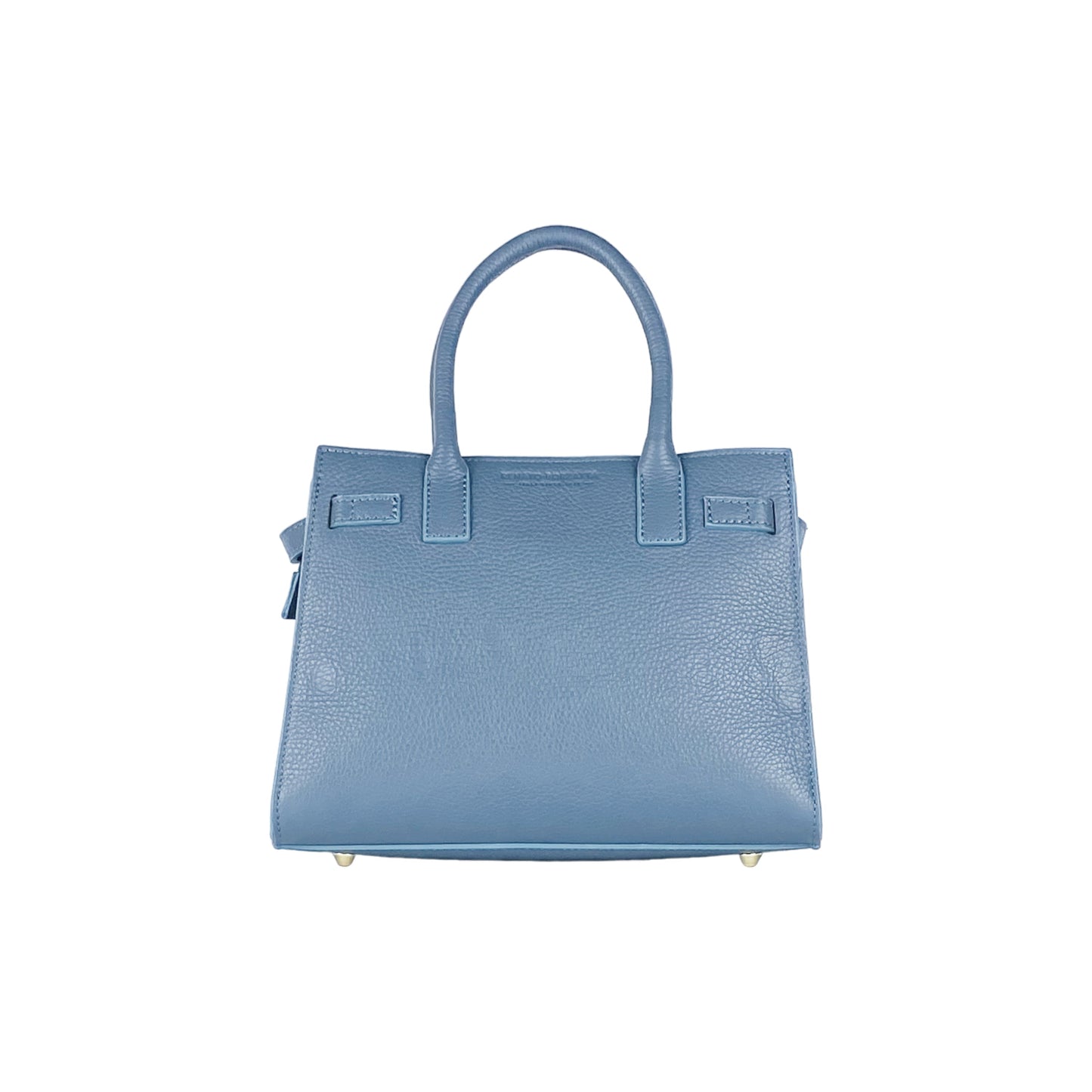 Avio Blue Leather Handbag with Removable Strap, Made in Italy