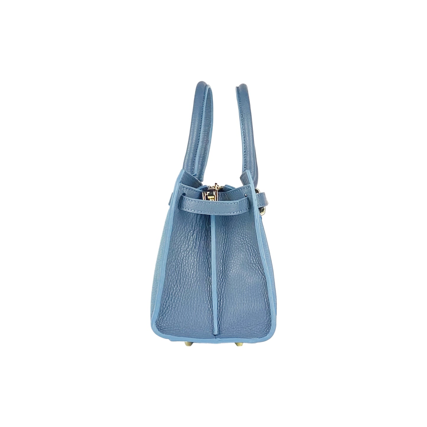 Avio Blue Leather Handbag with Removable Strap, Made in Italy