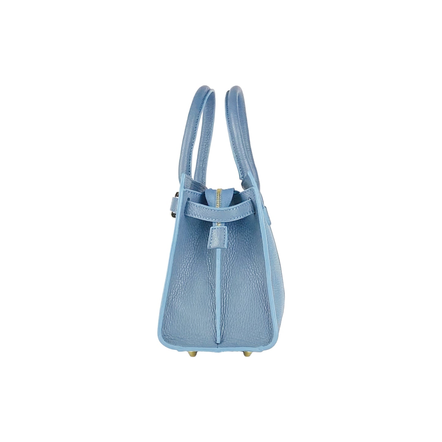 Avio Blue Leather Handbag with Removable Strap, Made in Italy