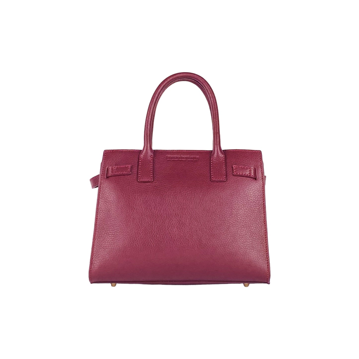 Bordeaux Leather Handbag with Removable Strap, Made in Italy