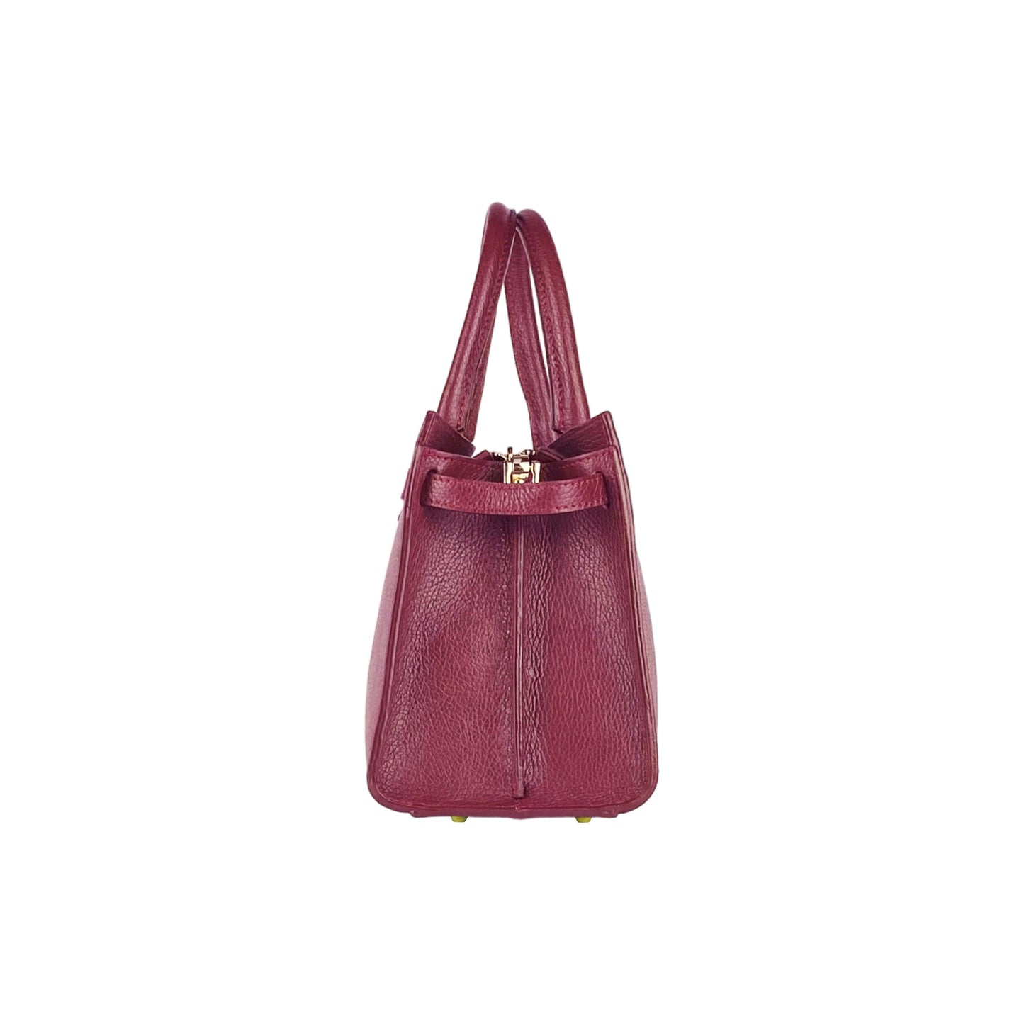 Bordeaux Leather Handbag with Removable Strap, Made in Italy