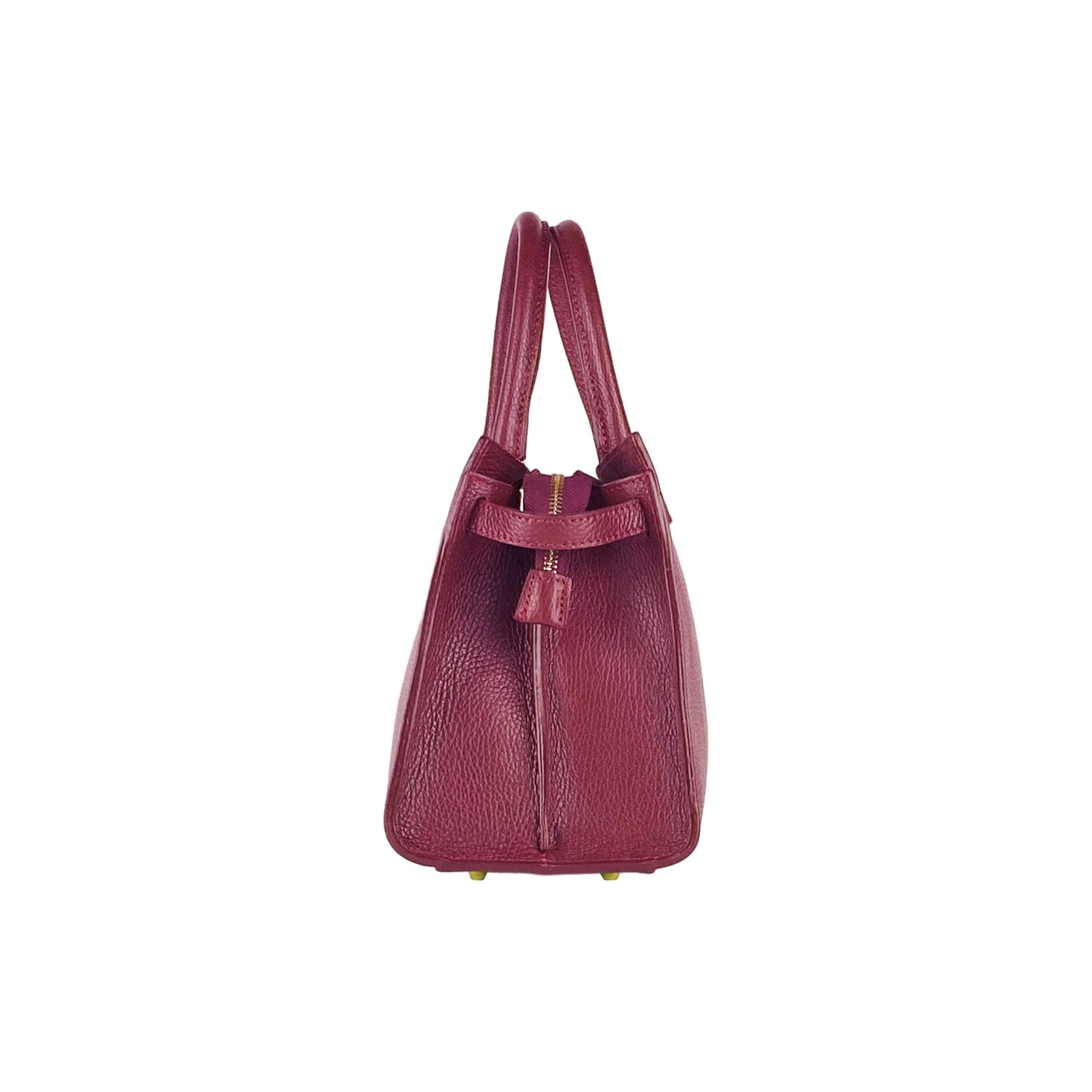 Bordeaux Leather Handbag with Removable Strap, Made in Italy