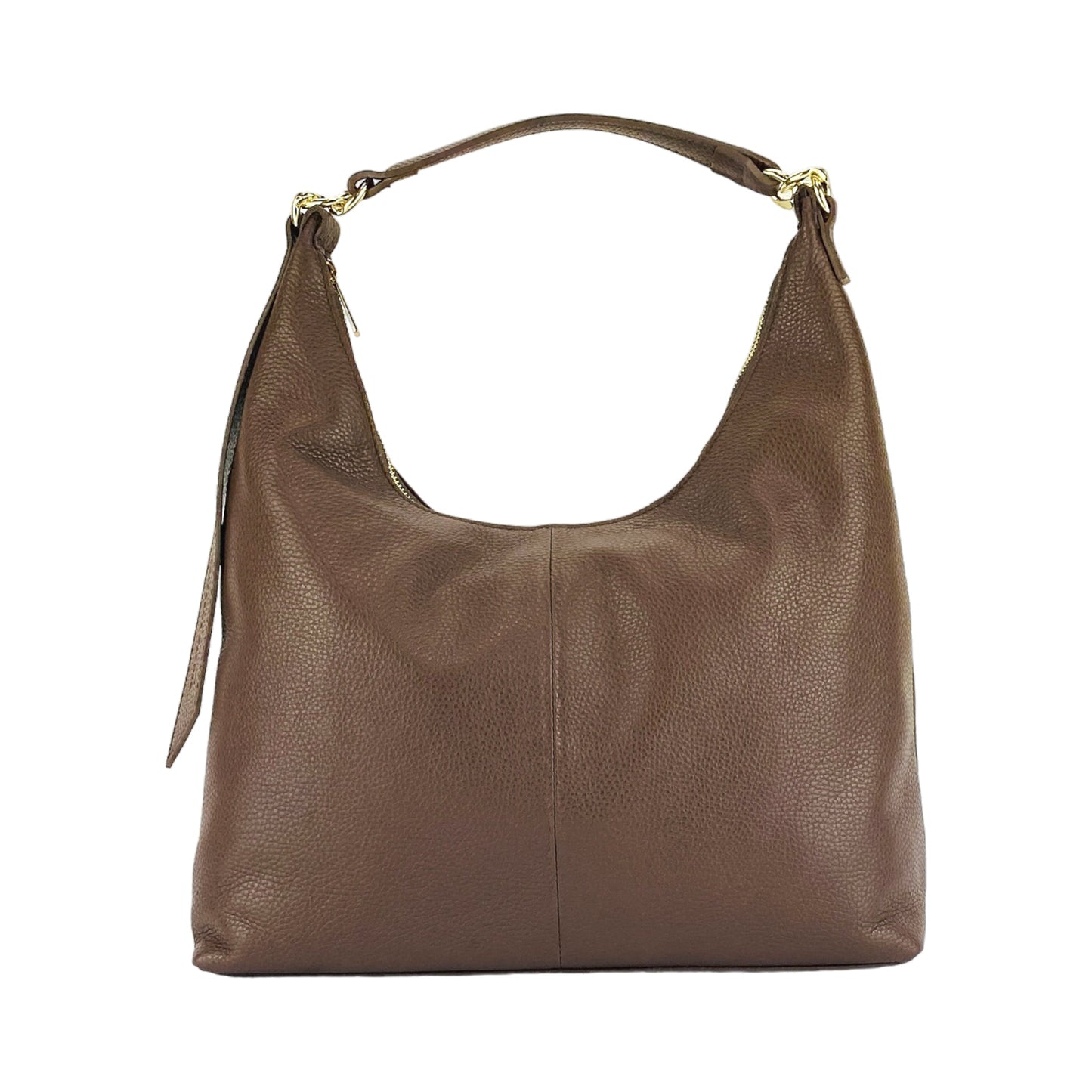 Soft Chocolate Leather Shoulder Bag, Made in Italy