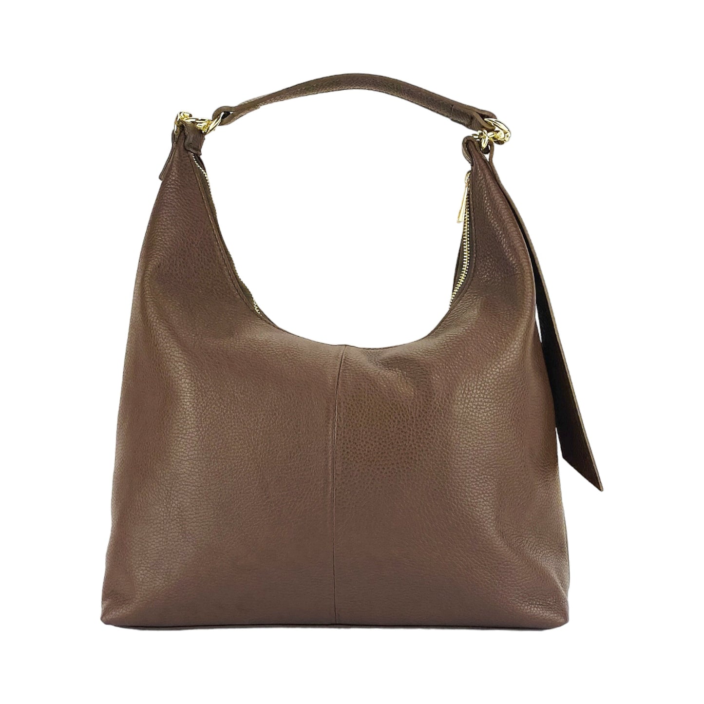 Soft Chocolate Leather Shoulder Bag, Made in Italy