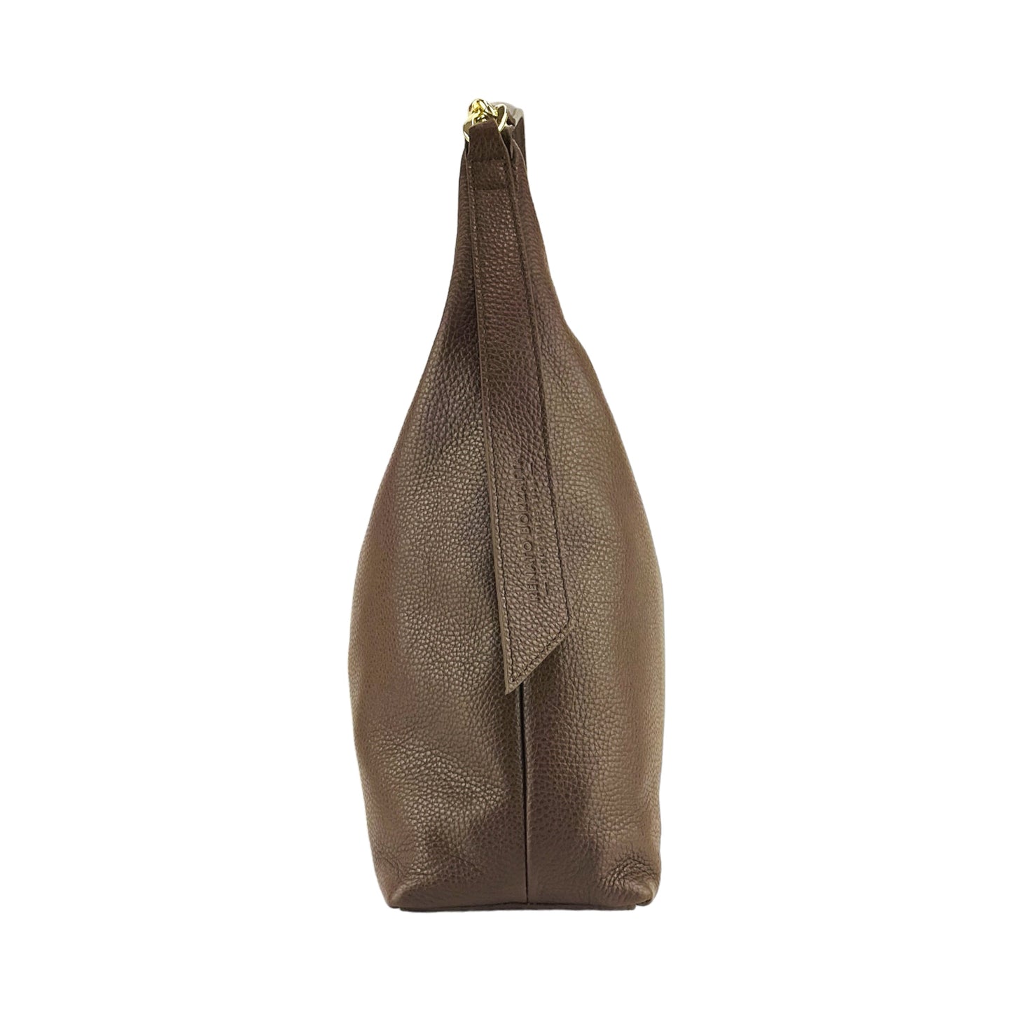 Soft Chocolate Leather Shoulder Bag, Made in Italy