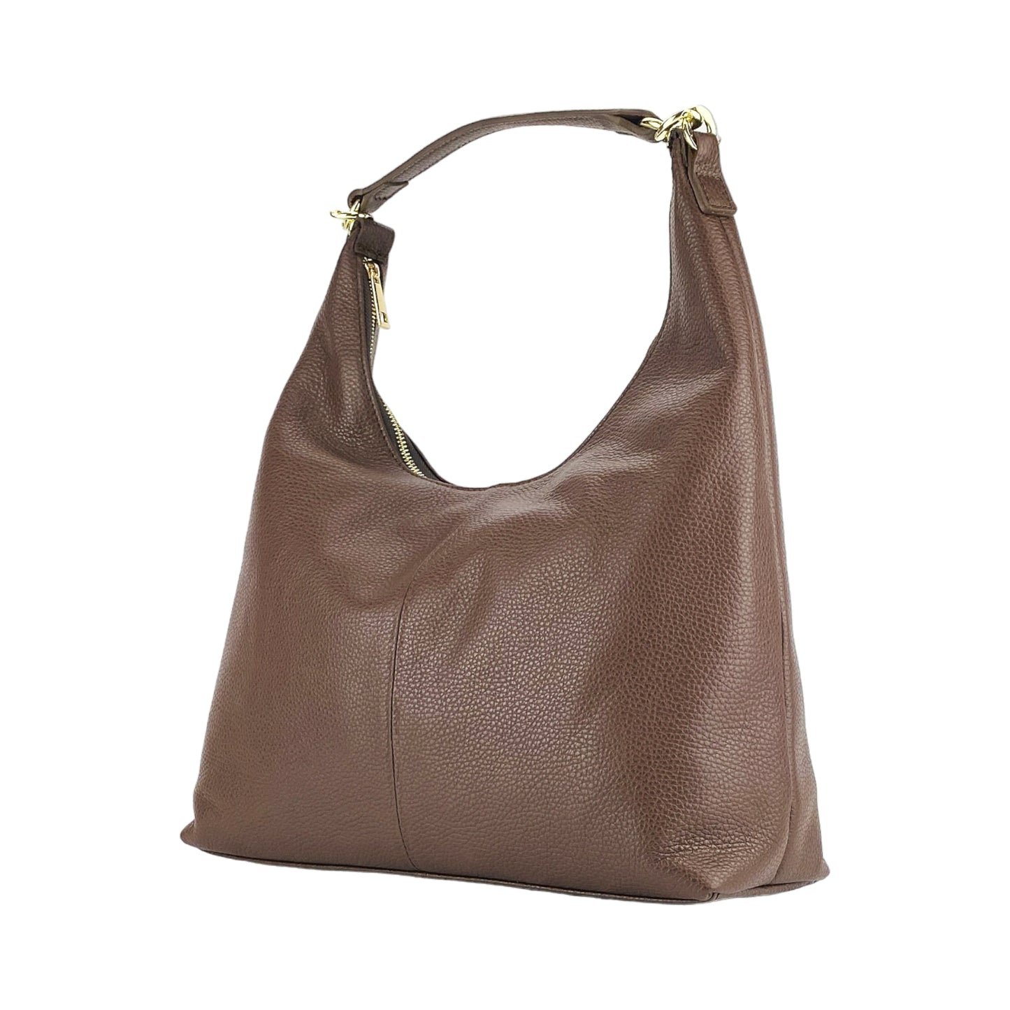 Soft Chocolate Leather Shoulder Bag, Made in Italy