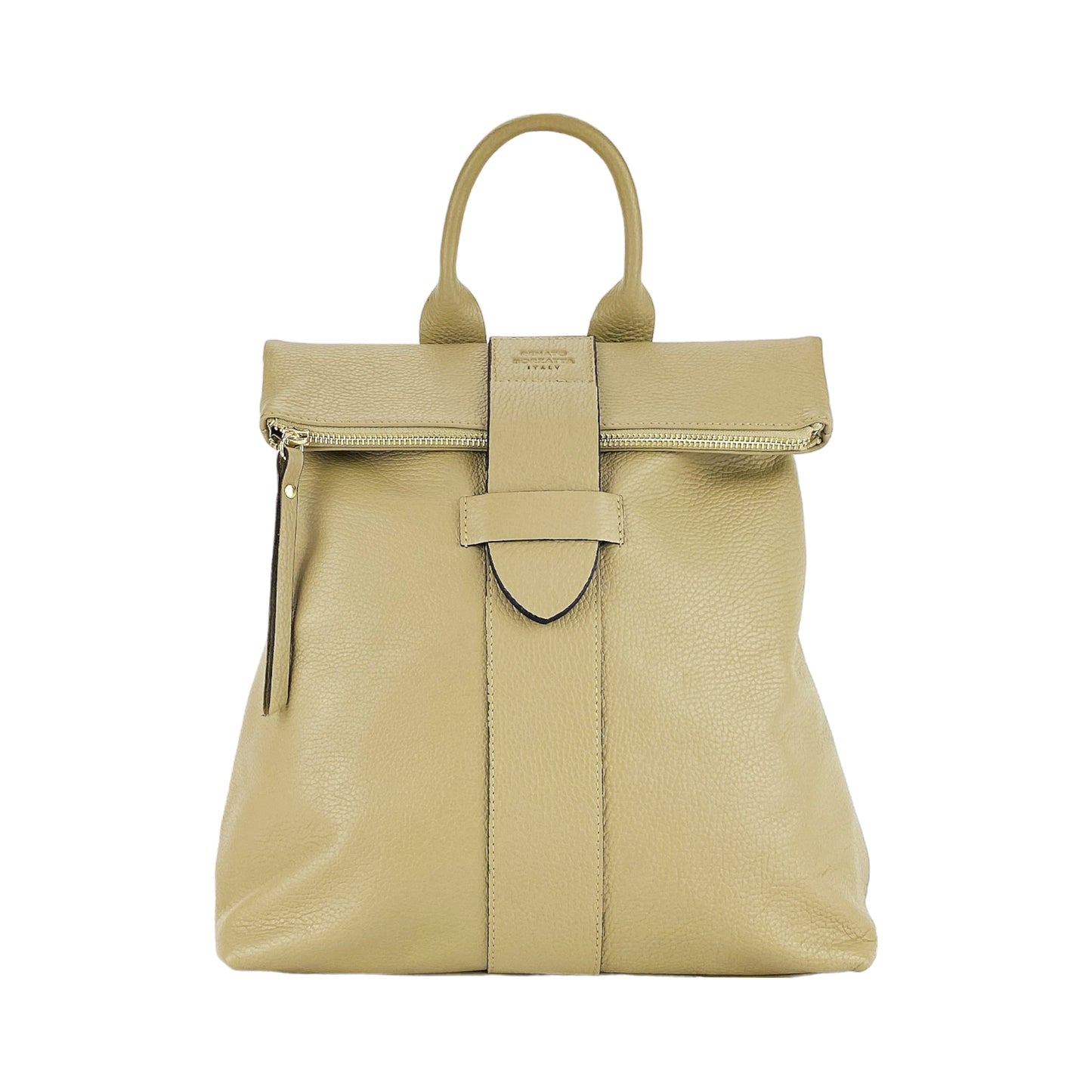 Soft Beige Leather Backpack, Made in Italy