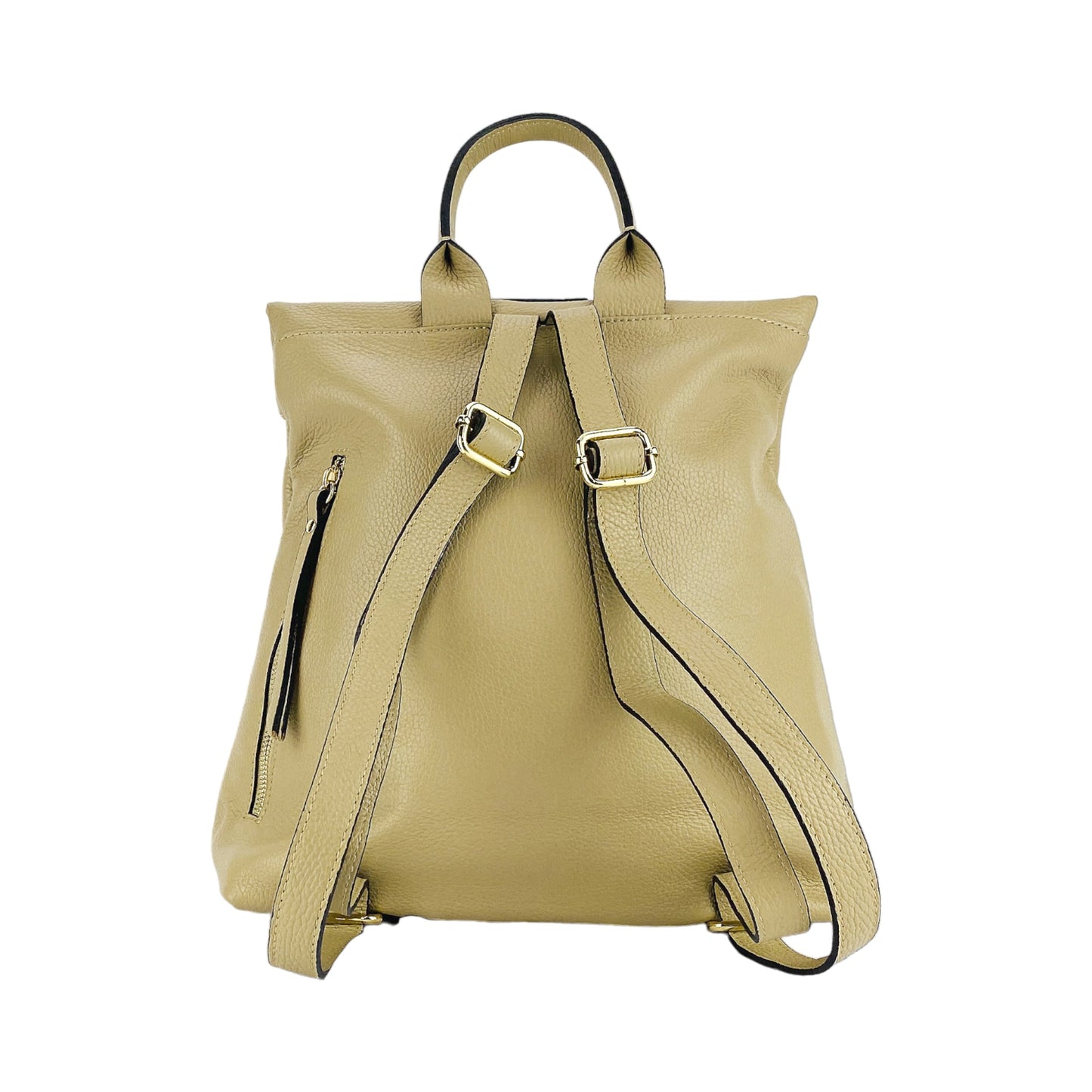 Soft Beige Leather Backpack, Made in Italy