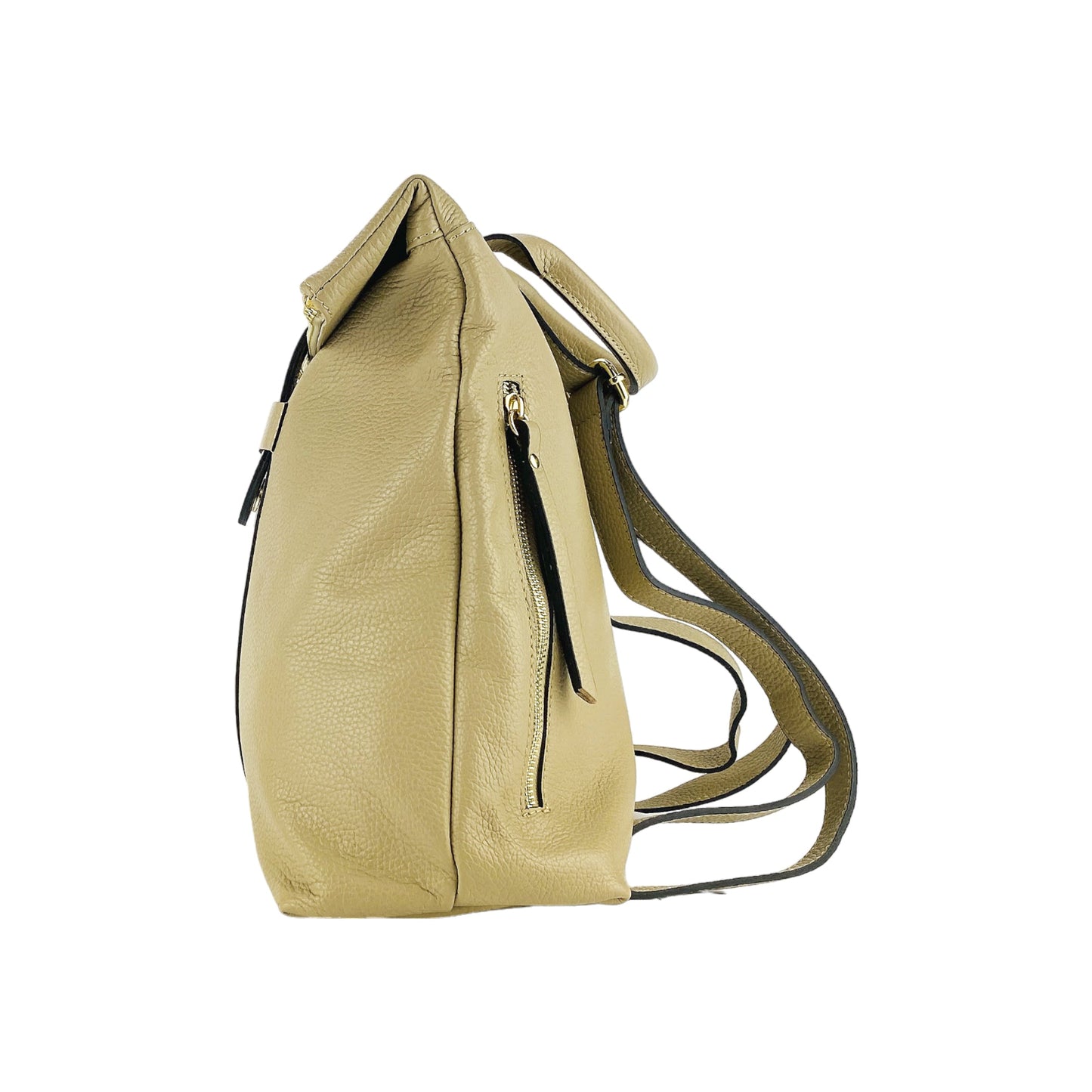 Soft Beige Leather Backpack, Made in Italy