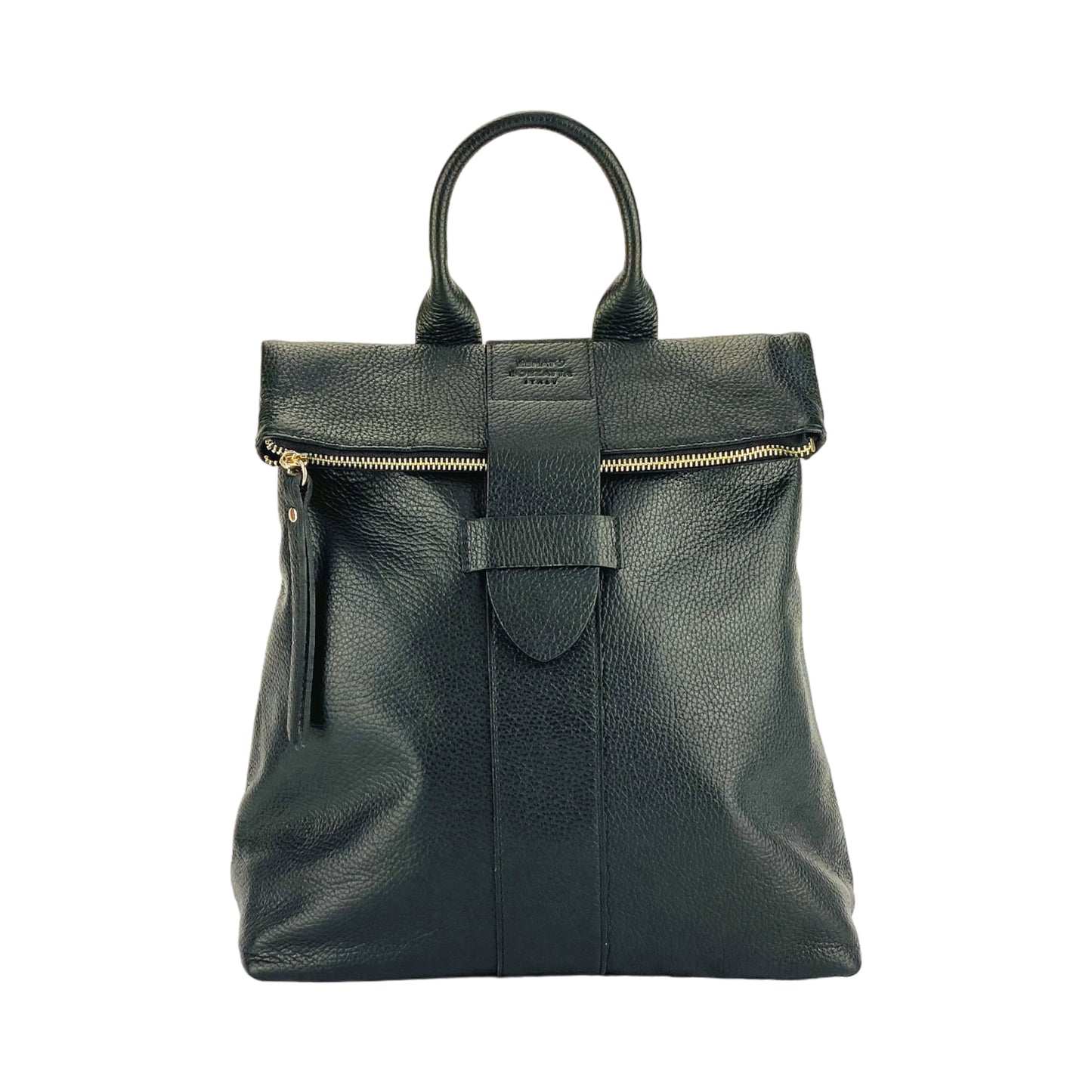 Black Leather & Nylon Laptop Backpack, Made in Italy