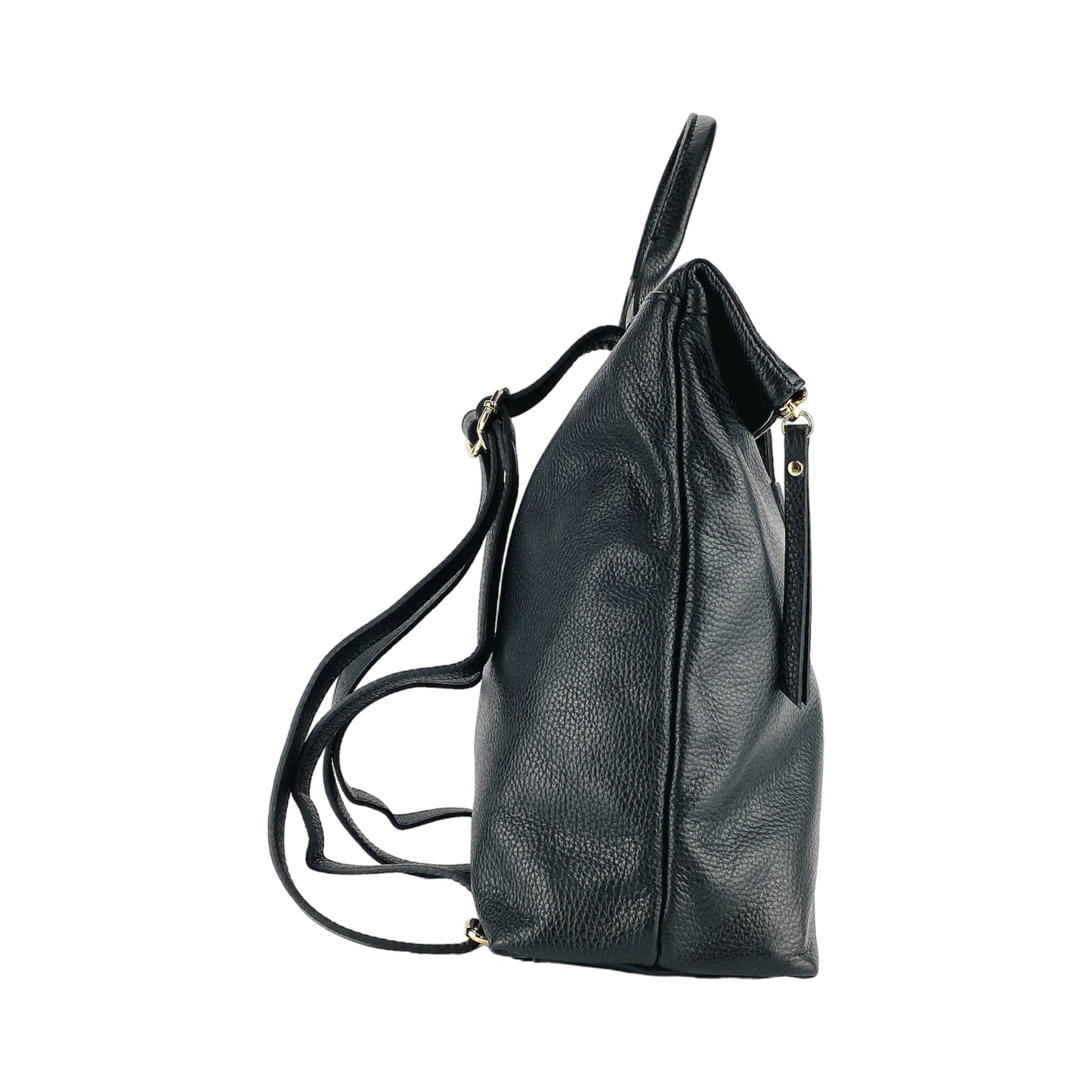 Black Leather & Nylon Laptop Backpack, Made in Italy