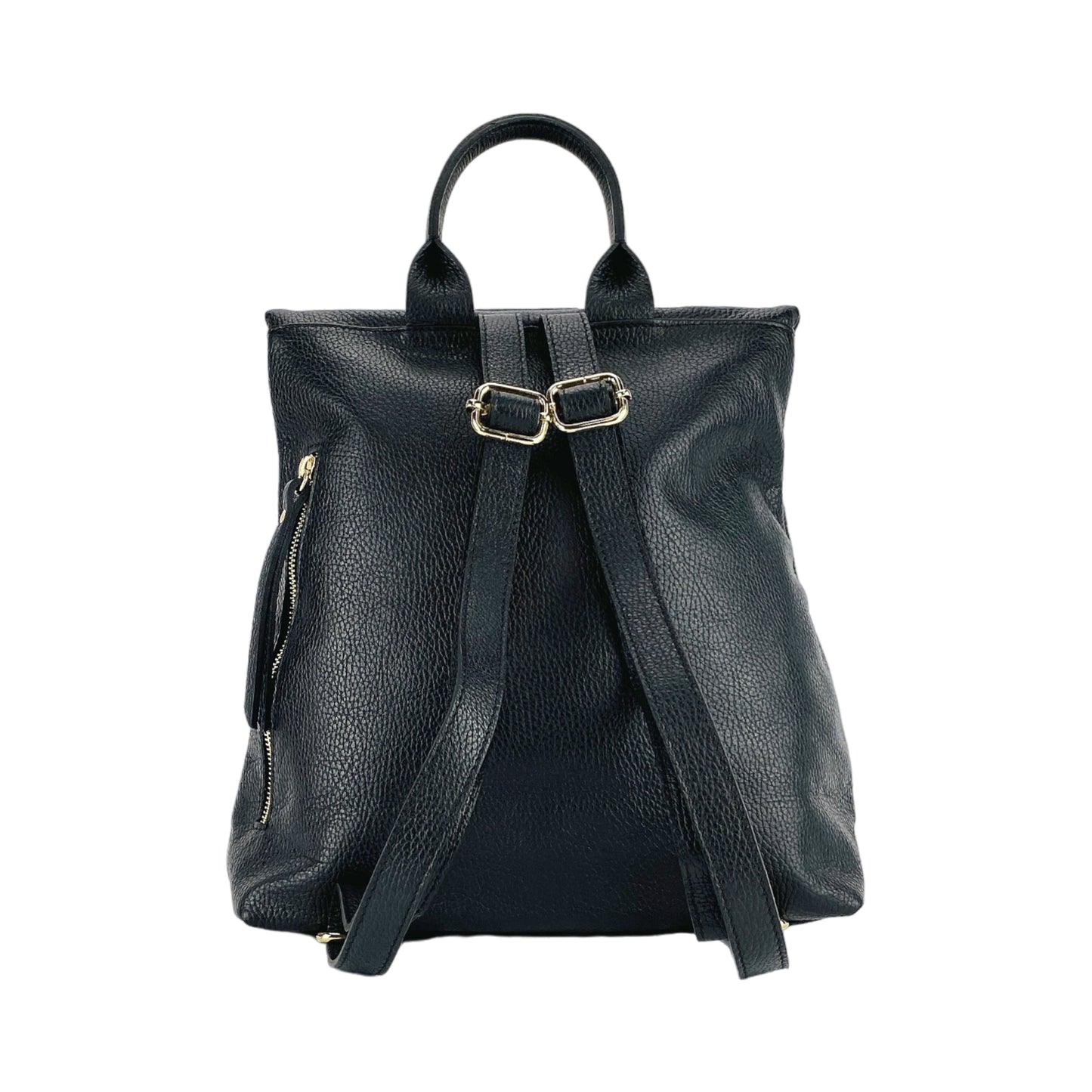 Black Leather & Nylon Laptop Backpack, Made in Italy