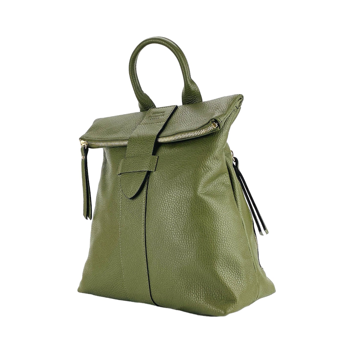 Soft Green Leather Backpack, Made in Italy