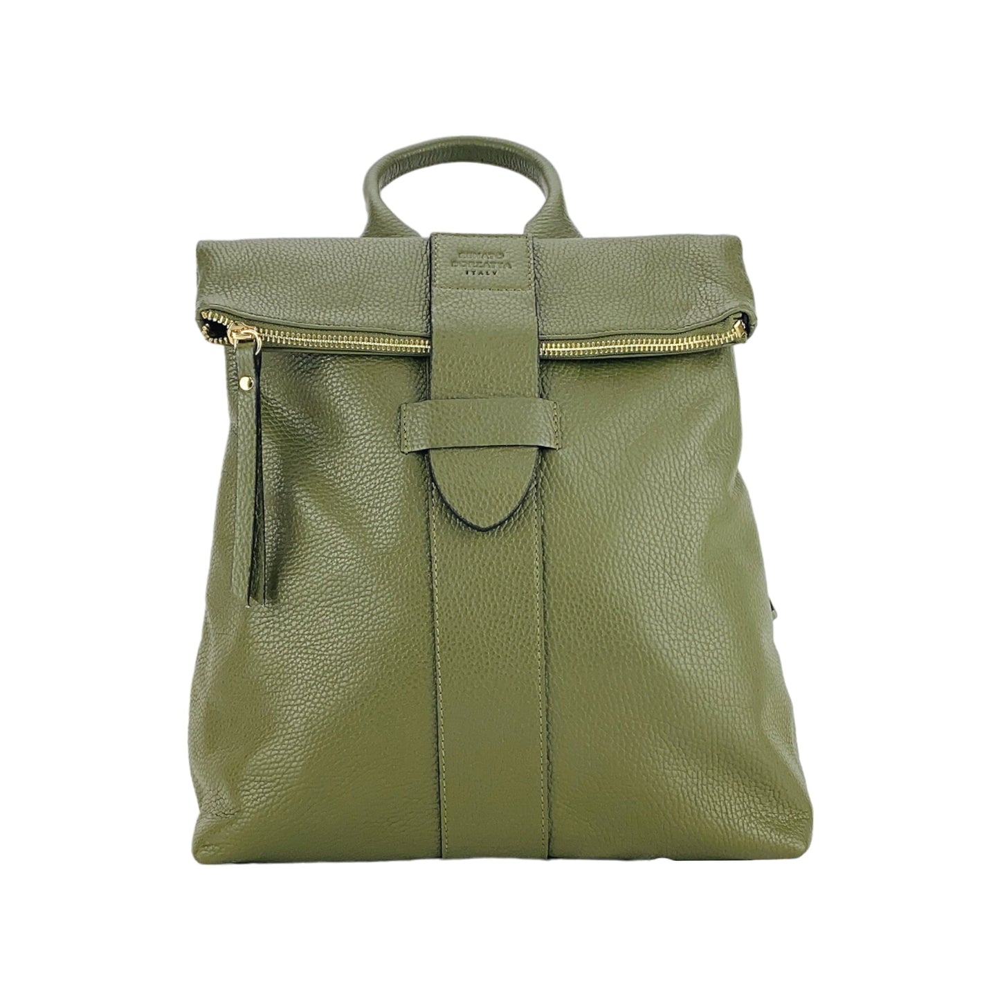 Soft Green Leather Backpack, Made in Italy