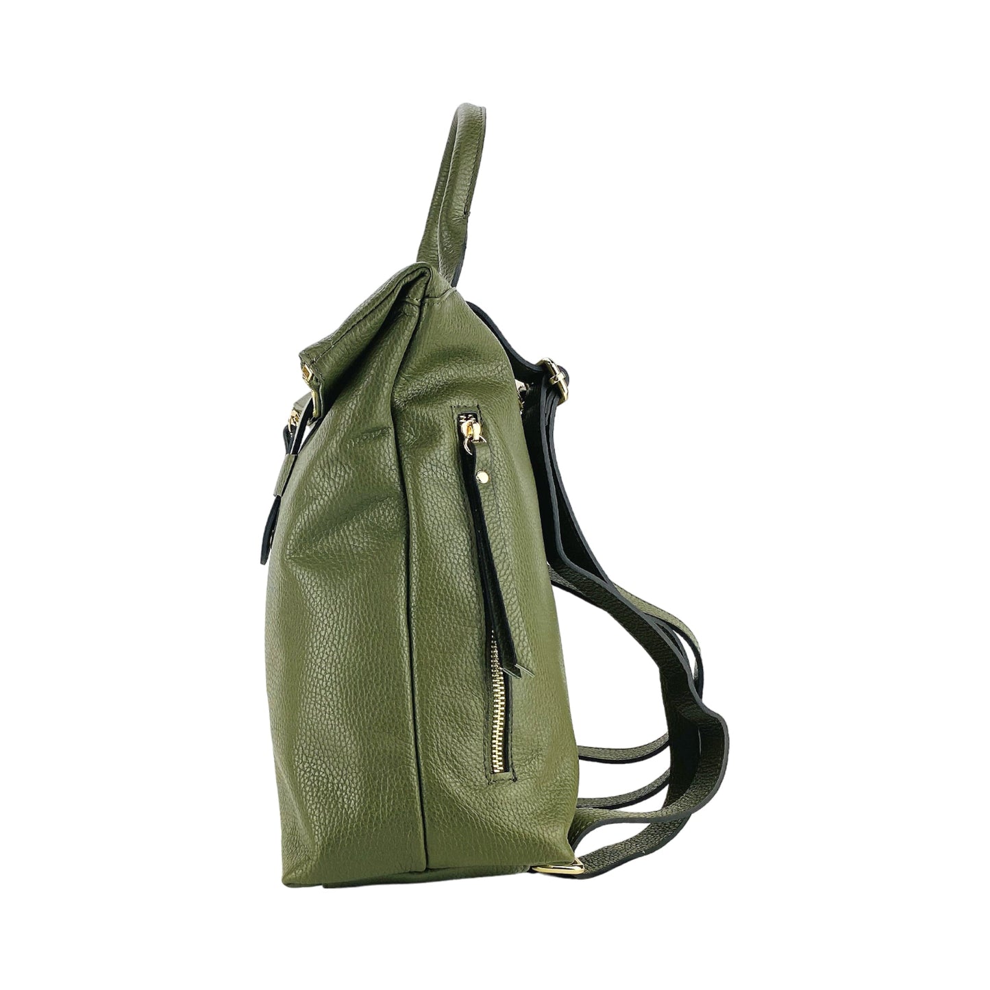 Soft Green Leather Backpack, Made in Italy