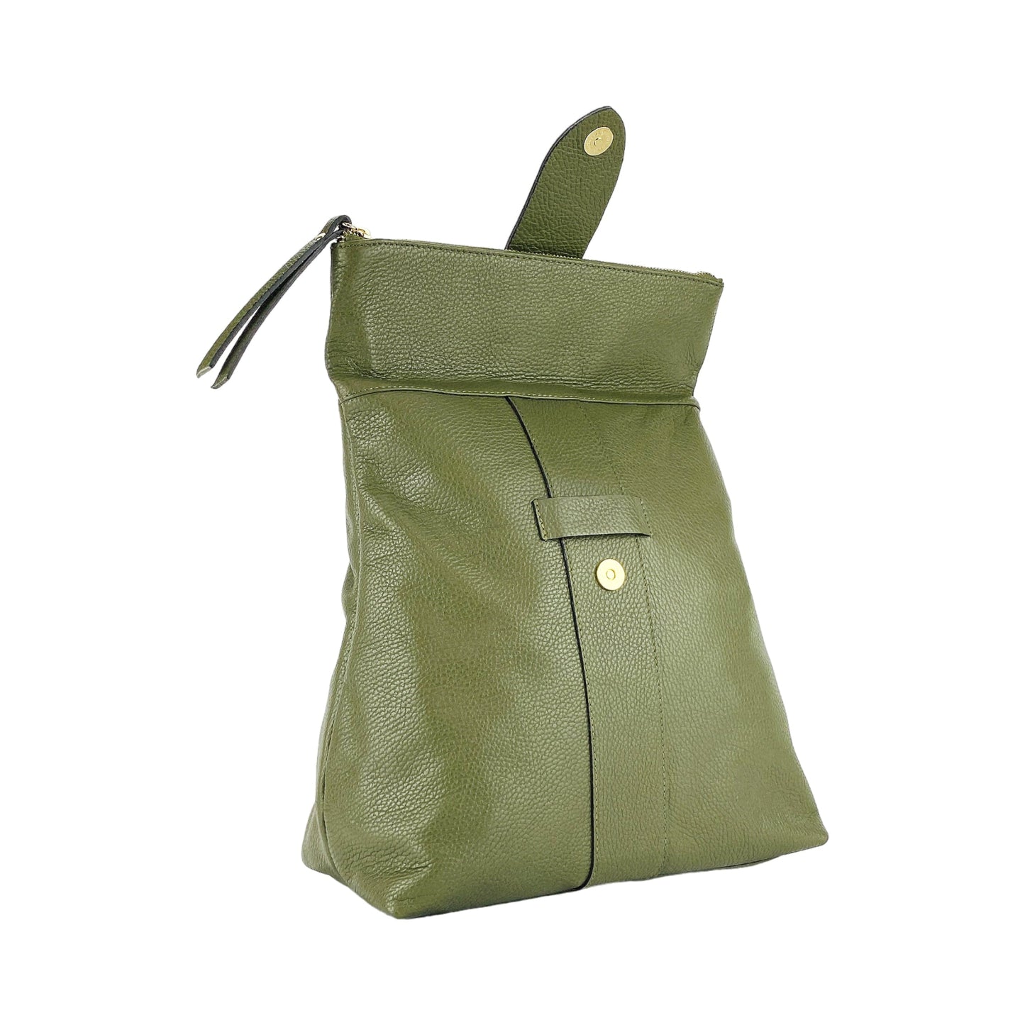 Soft Green Leather Backpack, Made in Italy