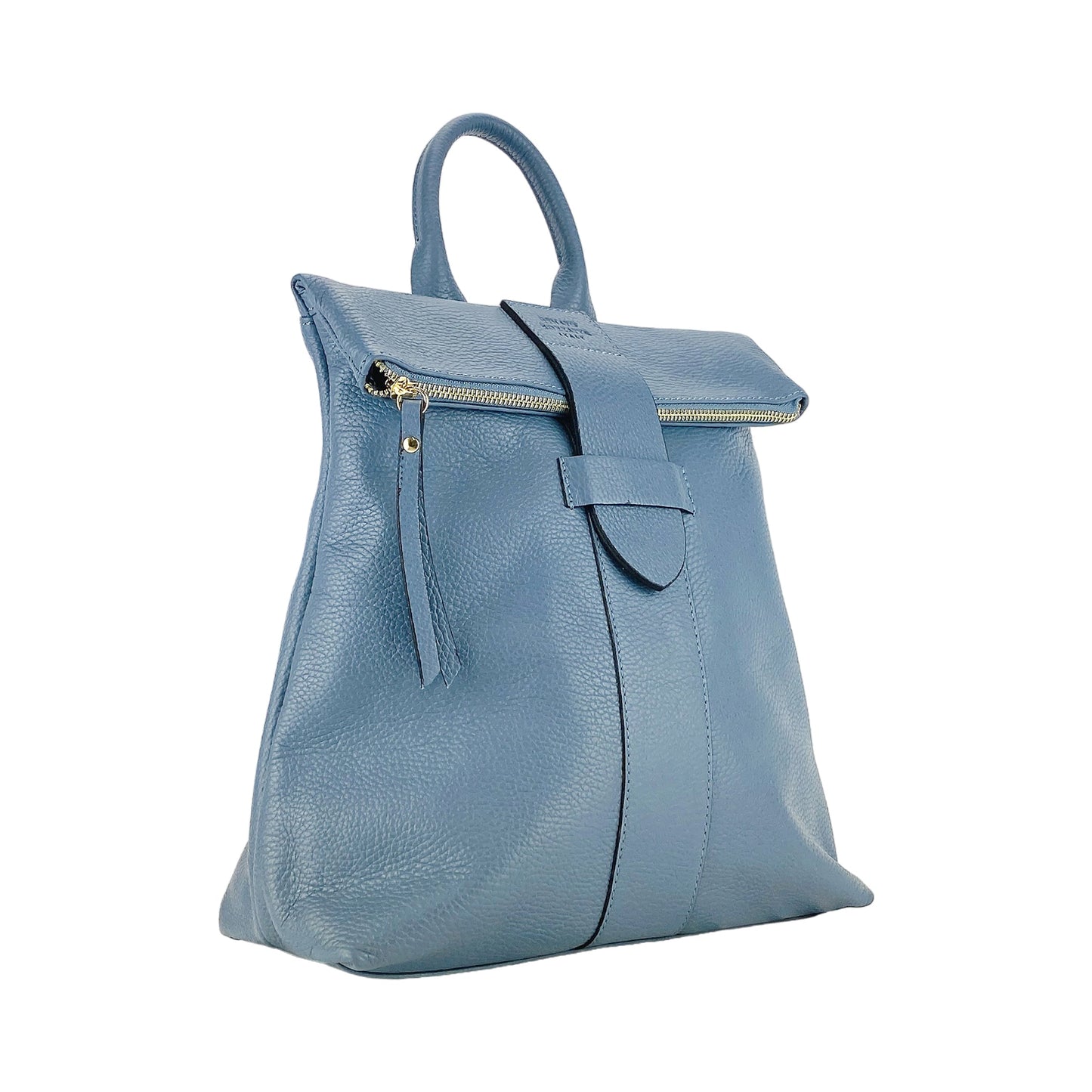 Soft Leather Backpack in Avio Blue, Made in Italy