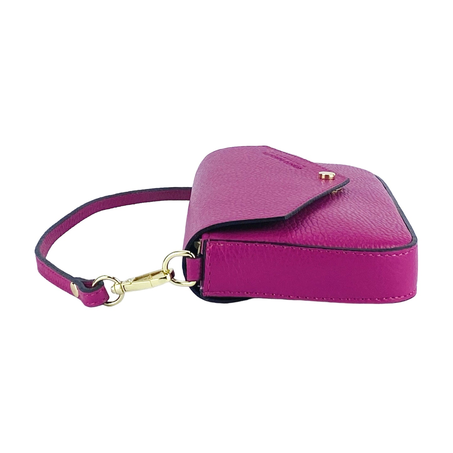 Fuchsia Mini Shoulder Bag with Gold Chain, Made in Italy