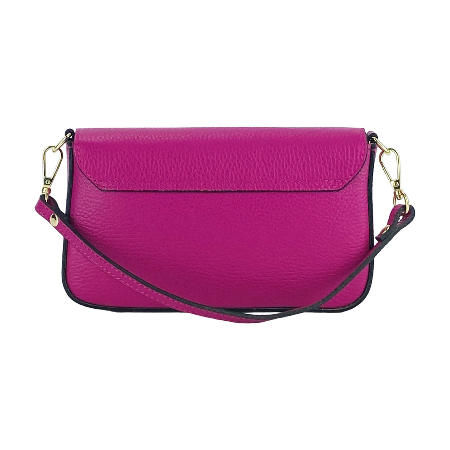 Fuchsia Mini Shoulder Bag with Gold Chain, Made in Italy