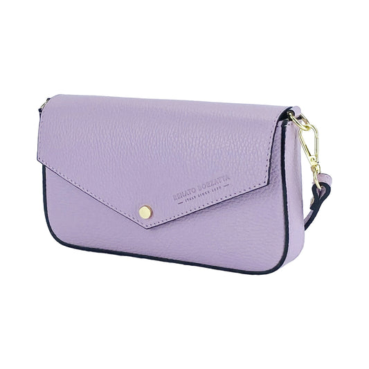 Lilac Mini Shoulder Bag with Gold Chain, Made in Italy