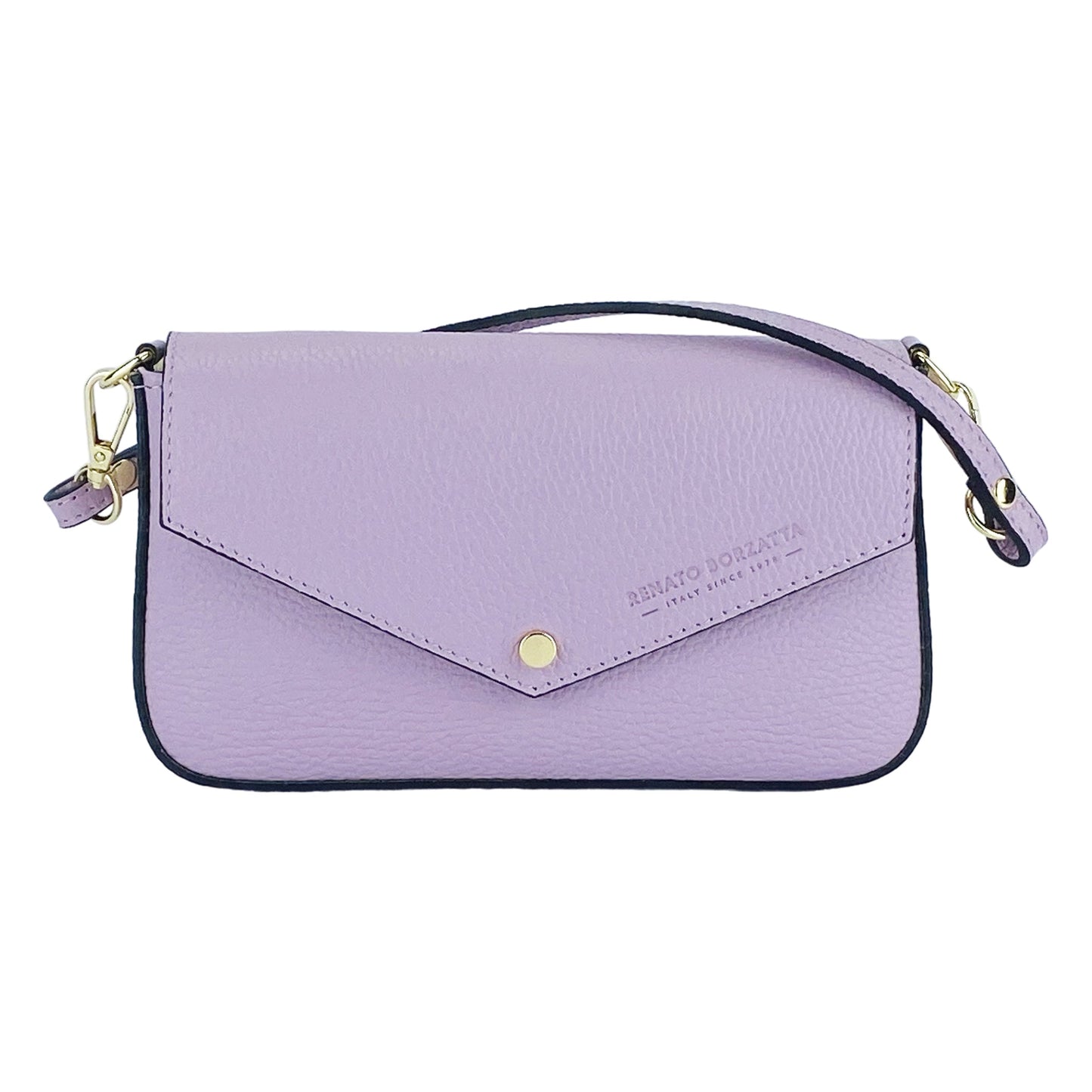 Lilac Mini Shoulder Bag with Gold Chain, Made in Italy