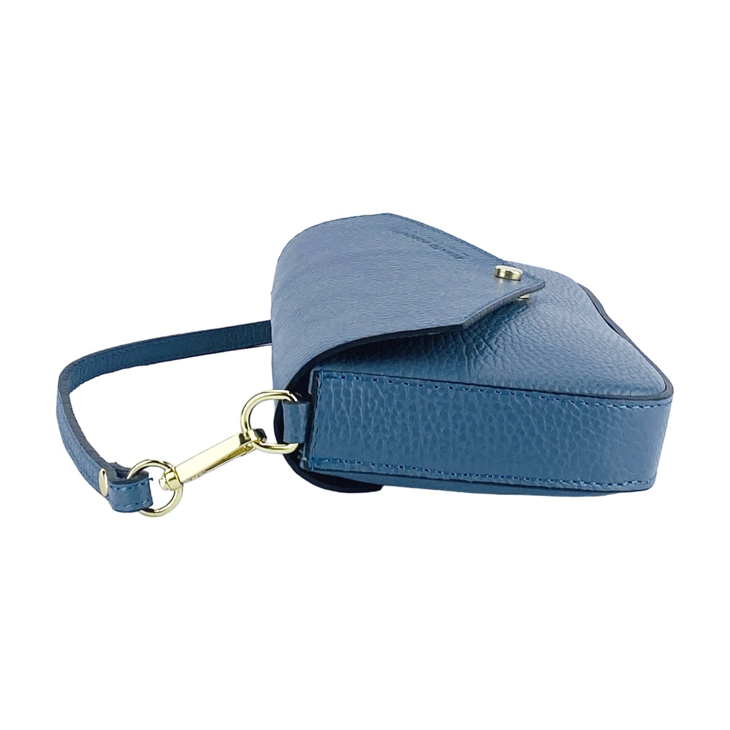 Avio Blue Mini Shoulder Bag with Gold Chain, Made in Italy