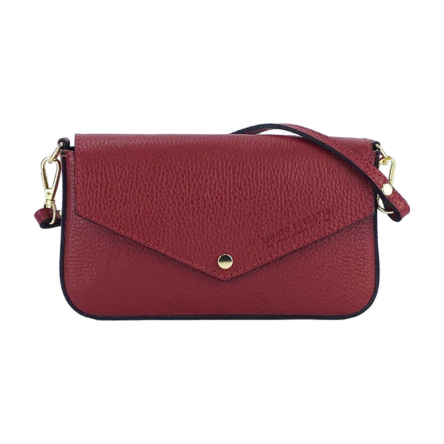 Red Mini Shoulder Bag with Gold Chain, Made in Italy