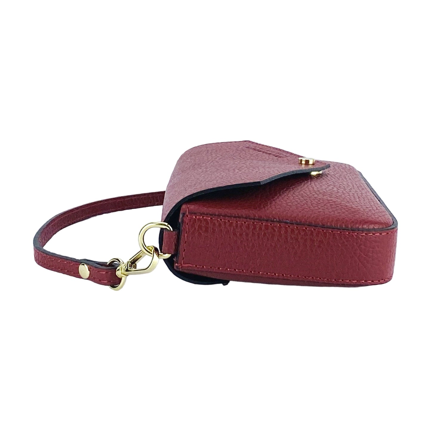 Red Mini Shoulder Bag with Gold Chain, Made in Italy