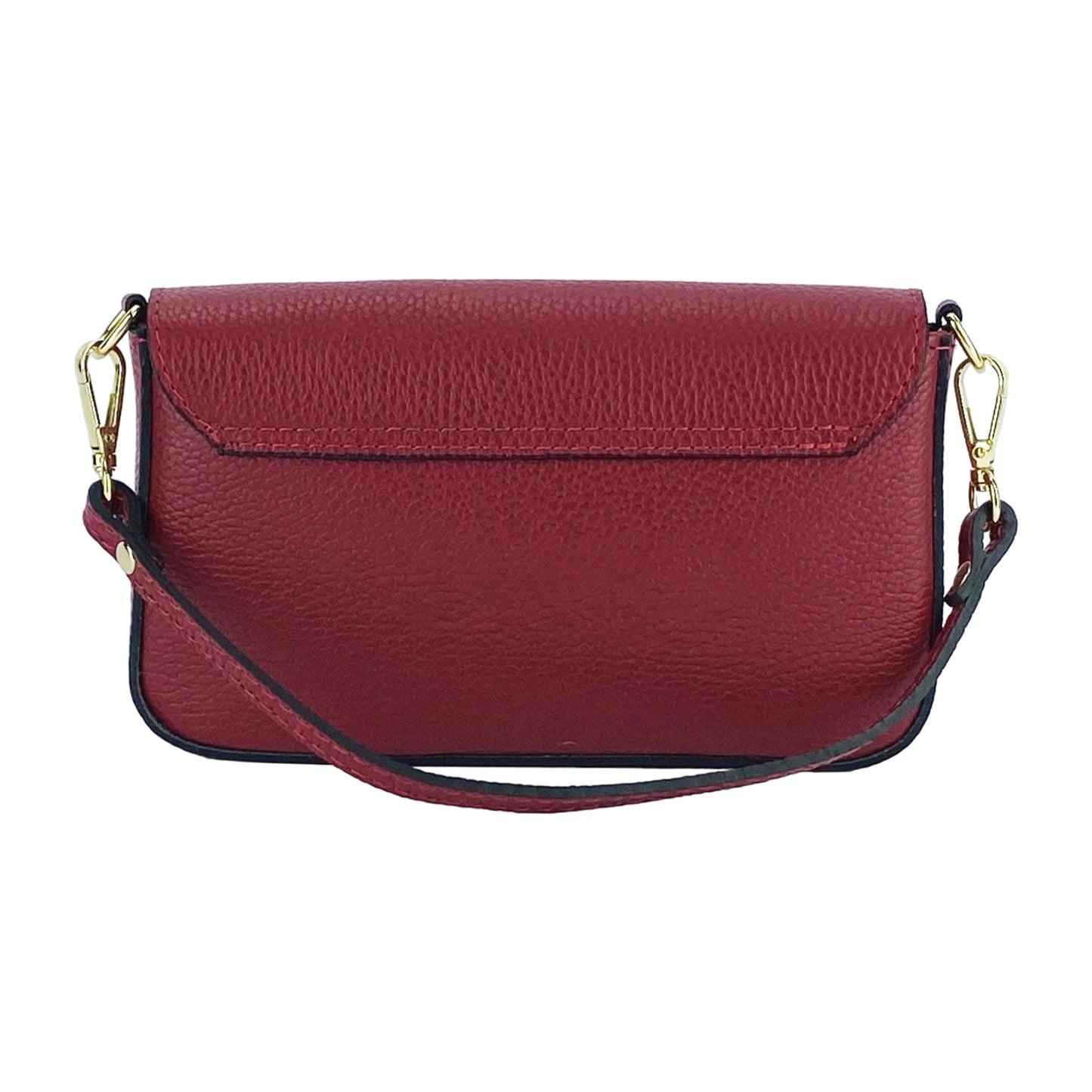 Red Mini Shoulder Bag with Gold Chain, Made in Italy