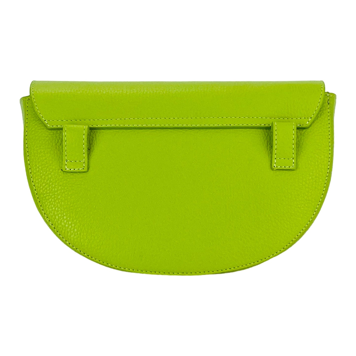 Curved Leather Crossbody Bag in Lime, Made in Italy