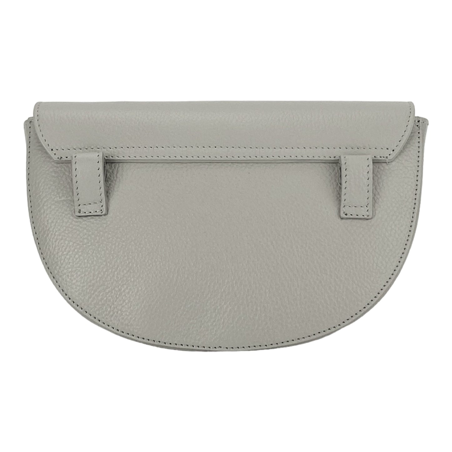 Ice Grey Curved Leather Crossbody Bag, Made in Italy