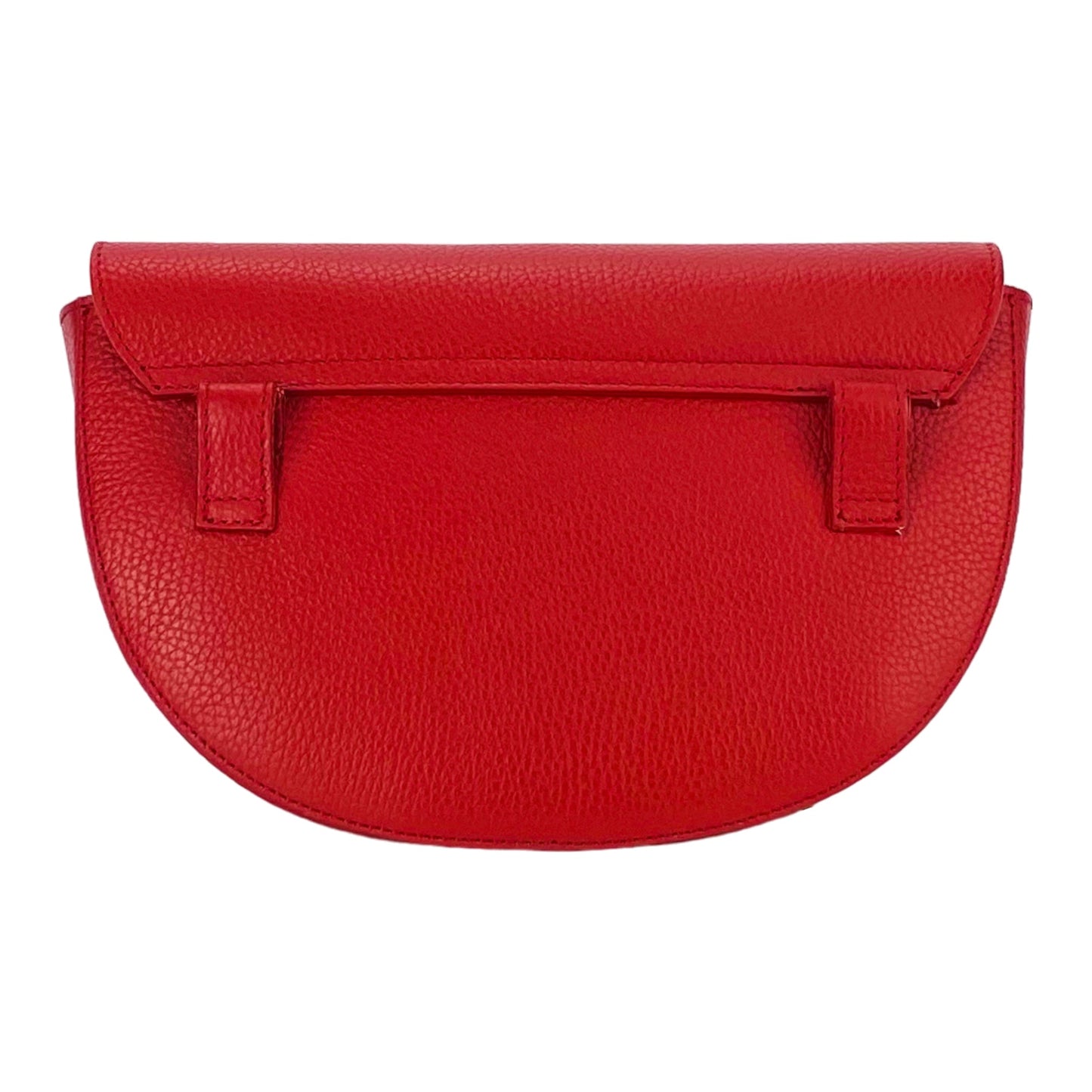 Curved Leather Crossbody Bag in Red, Made in Italy