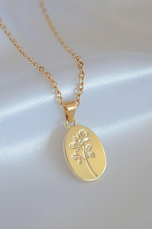 “Bouquet de Roses” – 24K Gold Floral Coin Necklace