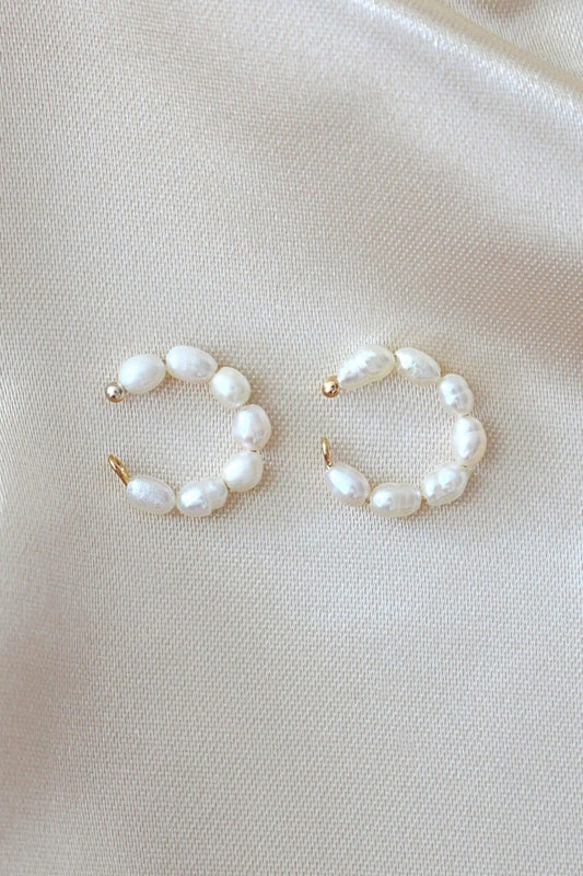 "Ethereal Elegance" – 18K Freshwater Pearl Ear Cuffs (Pair)