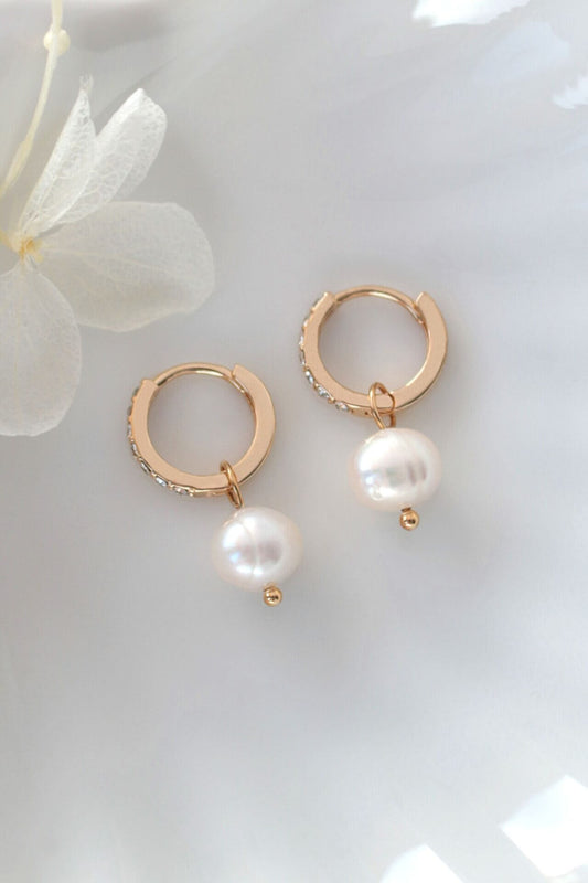 24K Baroque Freshwater Pearl Hoop Earrings – Timeless Elegance