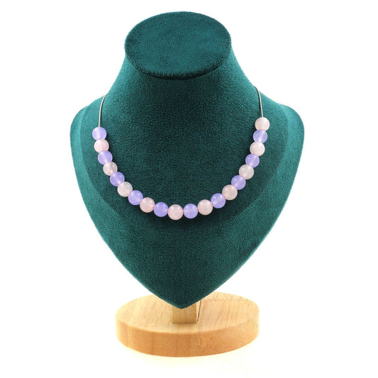 Ethereal Bloom Necklace – Rose Quartz & Lavender Chalcedony