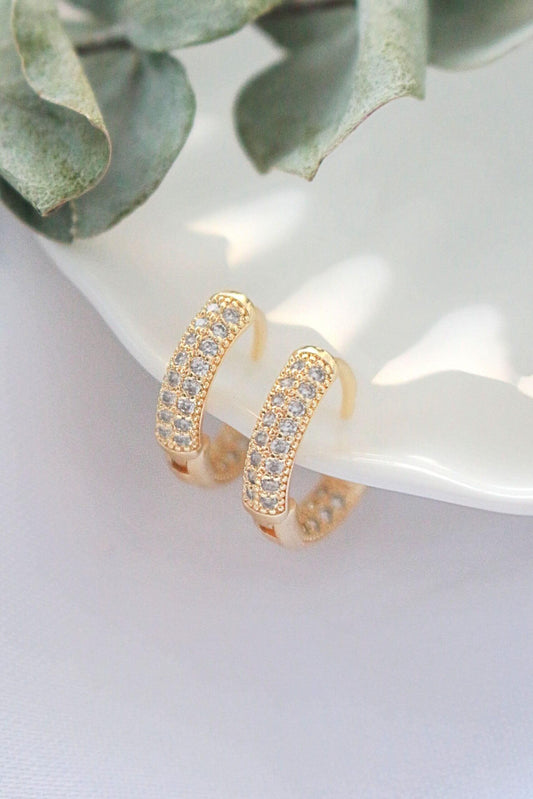 "Timeless Elegance" – 24K Gold-Plated Cubic Zirconia Hoop Earrings